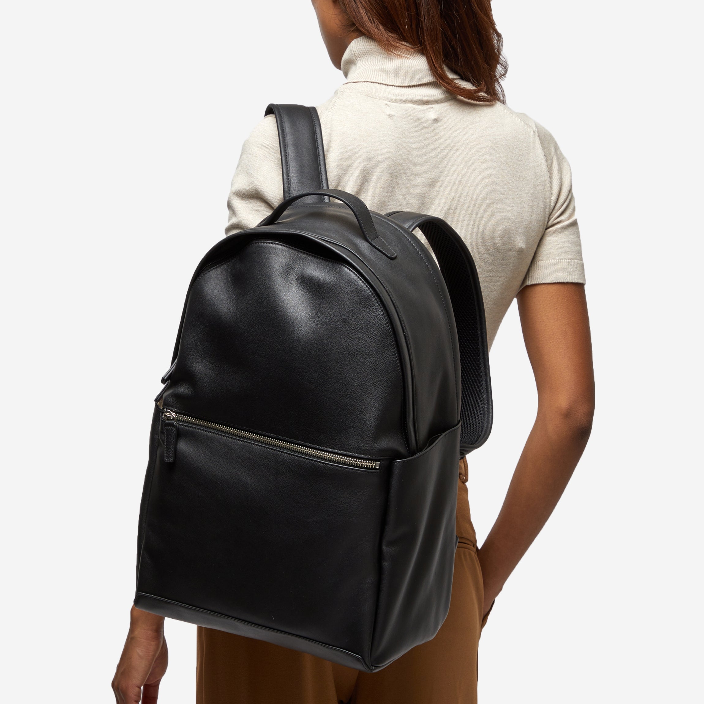 big black faux leather backpack Sloan Large Backpack
