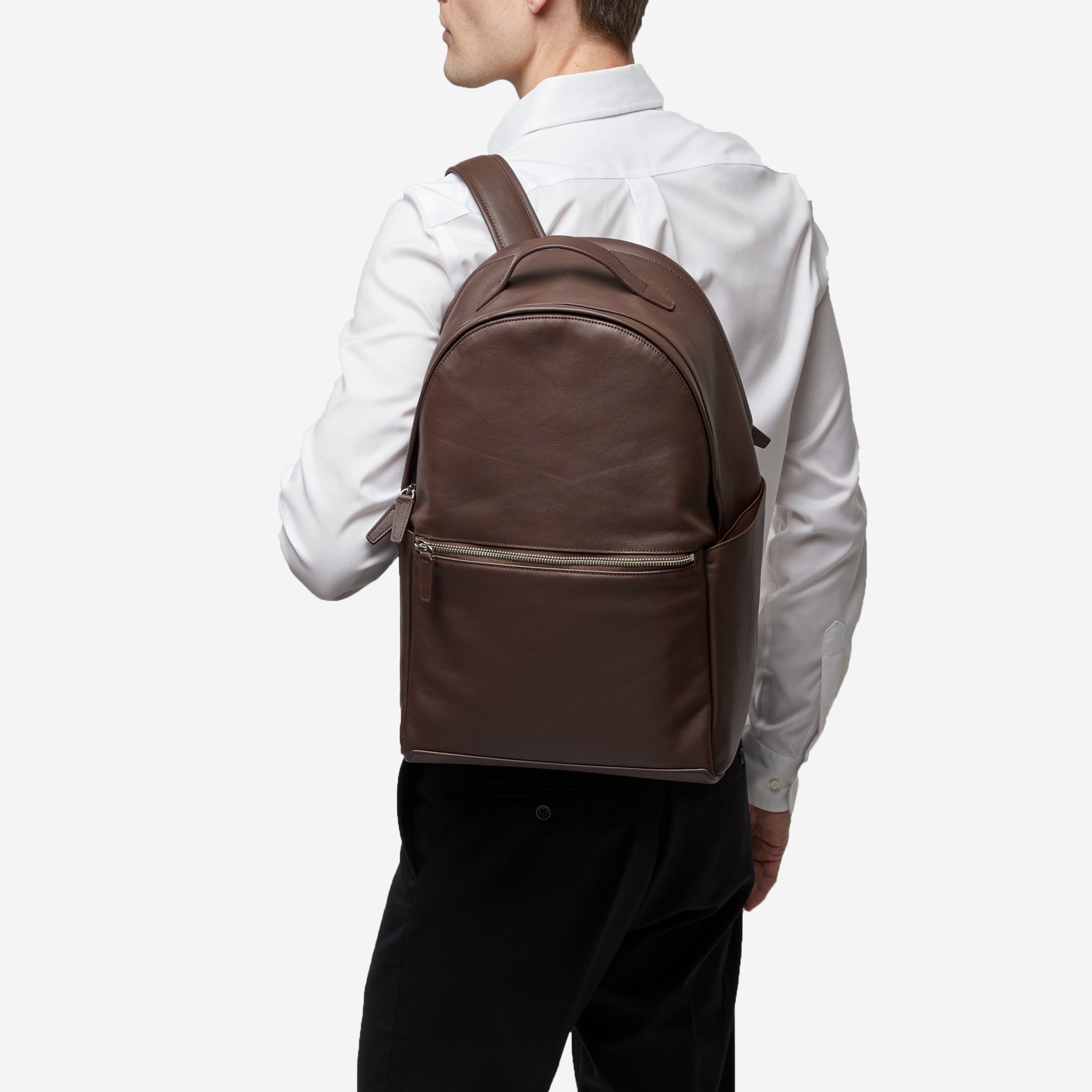 big brown faux leather backpack Sloan Large Backpack