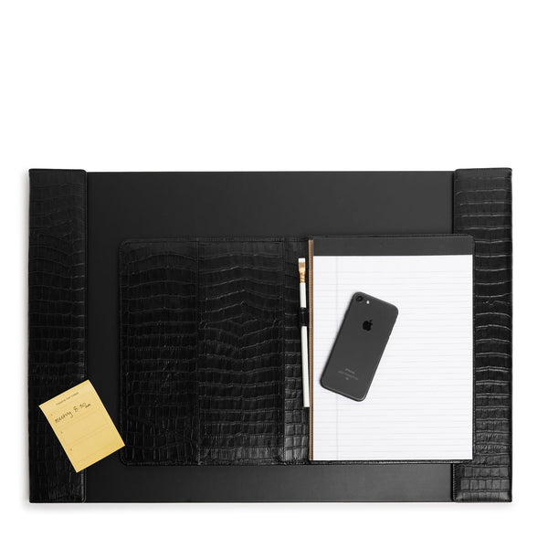Classic Desk Pad | Full grain leather, refined desk protection, Leatherology Forest Croc