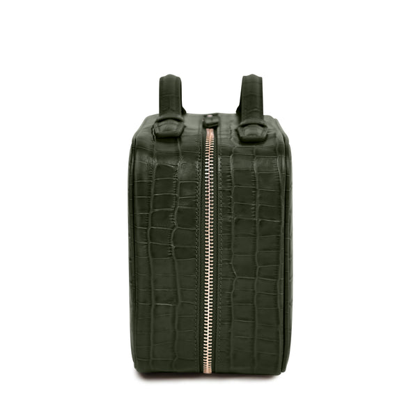 Daily Hanging Travel Case | Full Grain Leather Forest Croc
