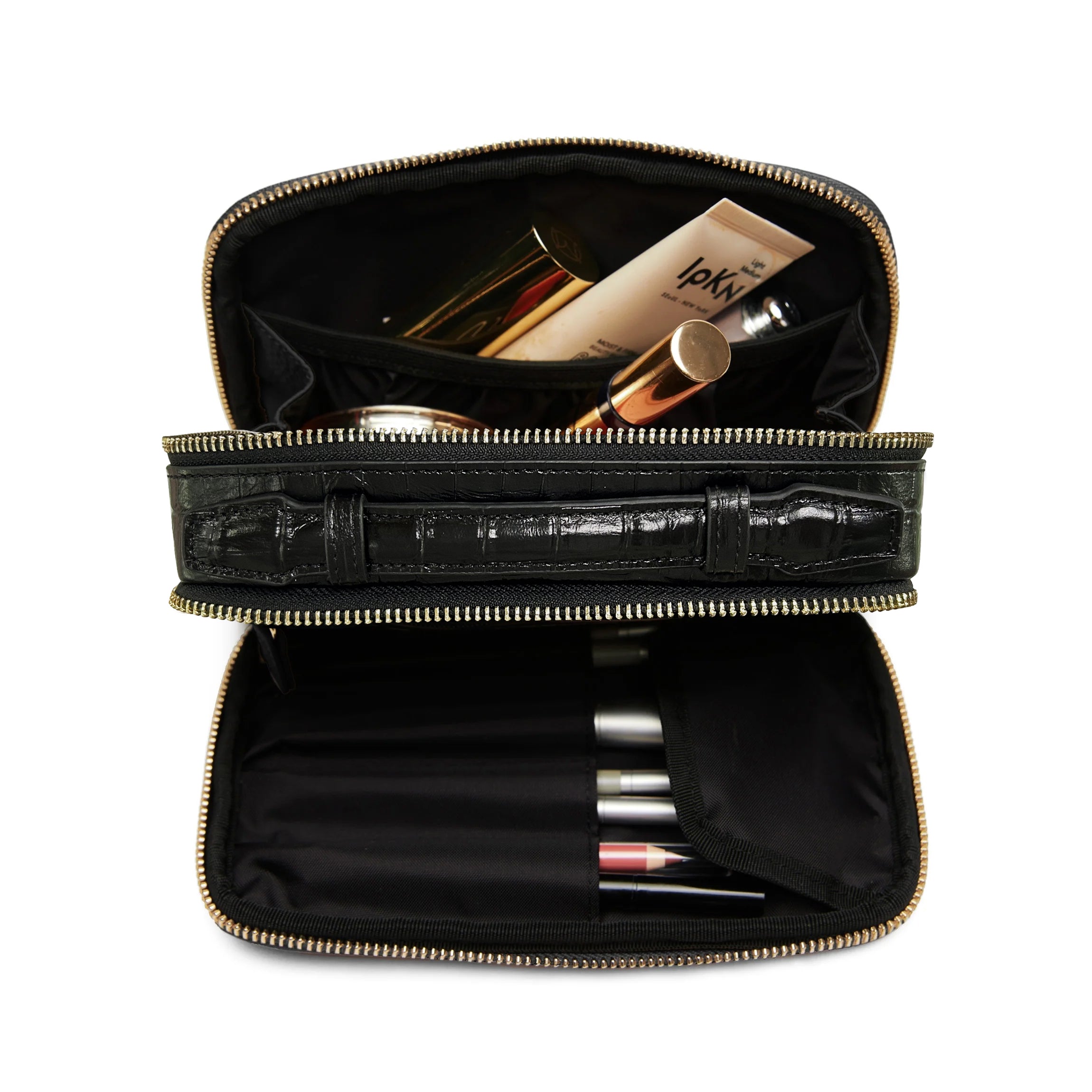 Daily Small Travel Case | Full Grain Leather Black Croc – Leatherology