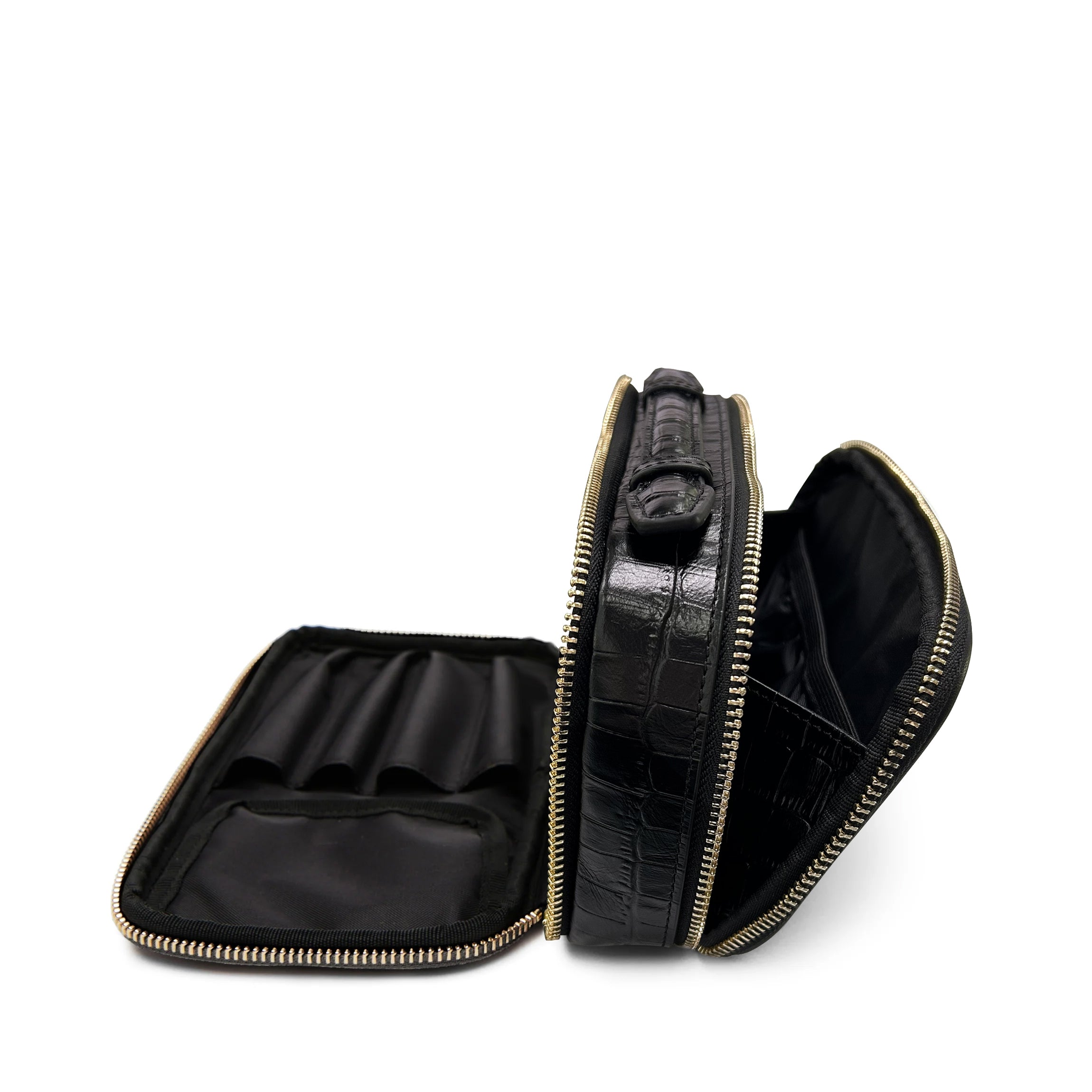Daily Small Travel Case | Full Grain Leather Black Croc – Leatherology