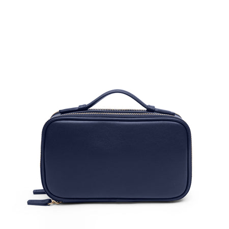 Daily Small Travel Case - Makeup brush holder, Water-resistant lining - Navy Blue