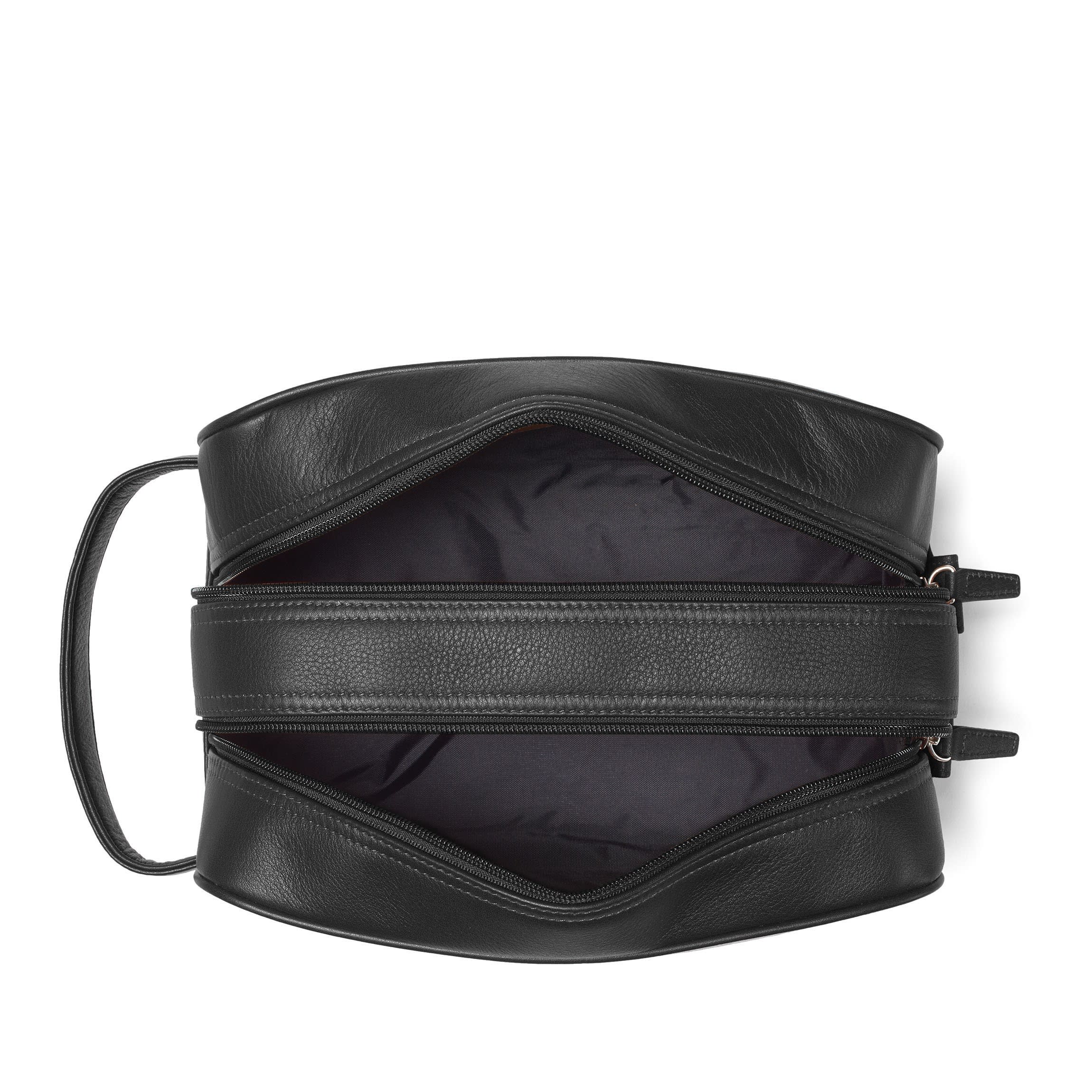 Double Zip Toiletry Bag | Full grain leather, dual compartment