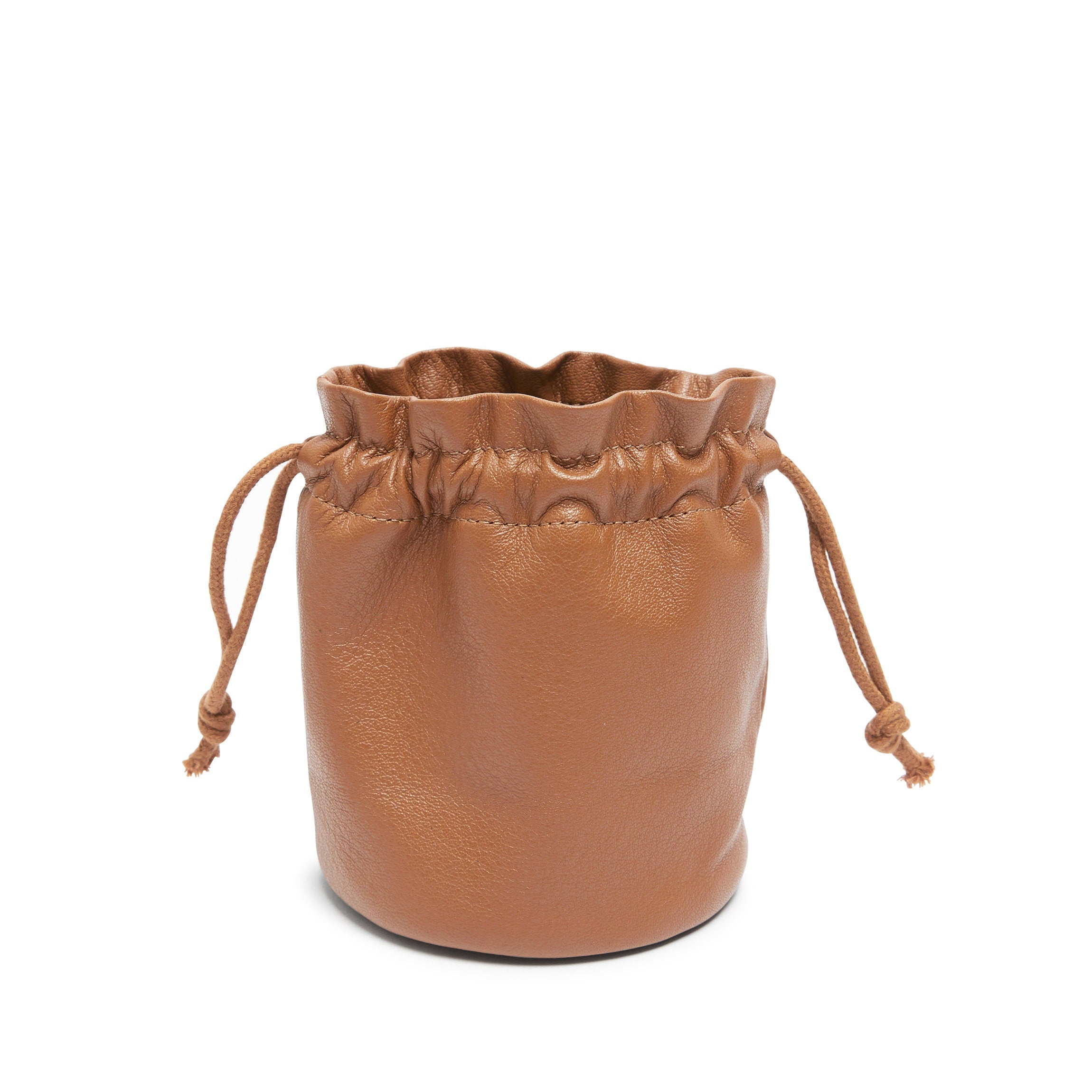 Round Drawstring Pouch | Full grain leather, compact storage