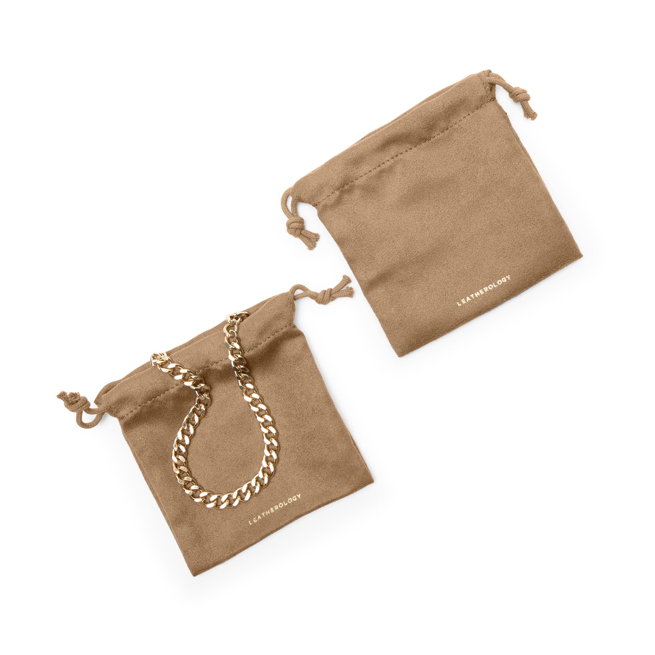 Drawstring Medium Pouches (Set of Two) | Tan microsuede, versatile ...