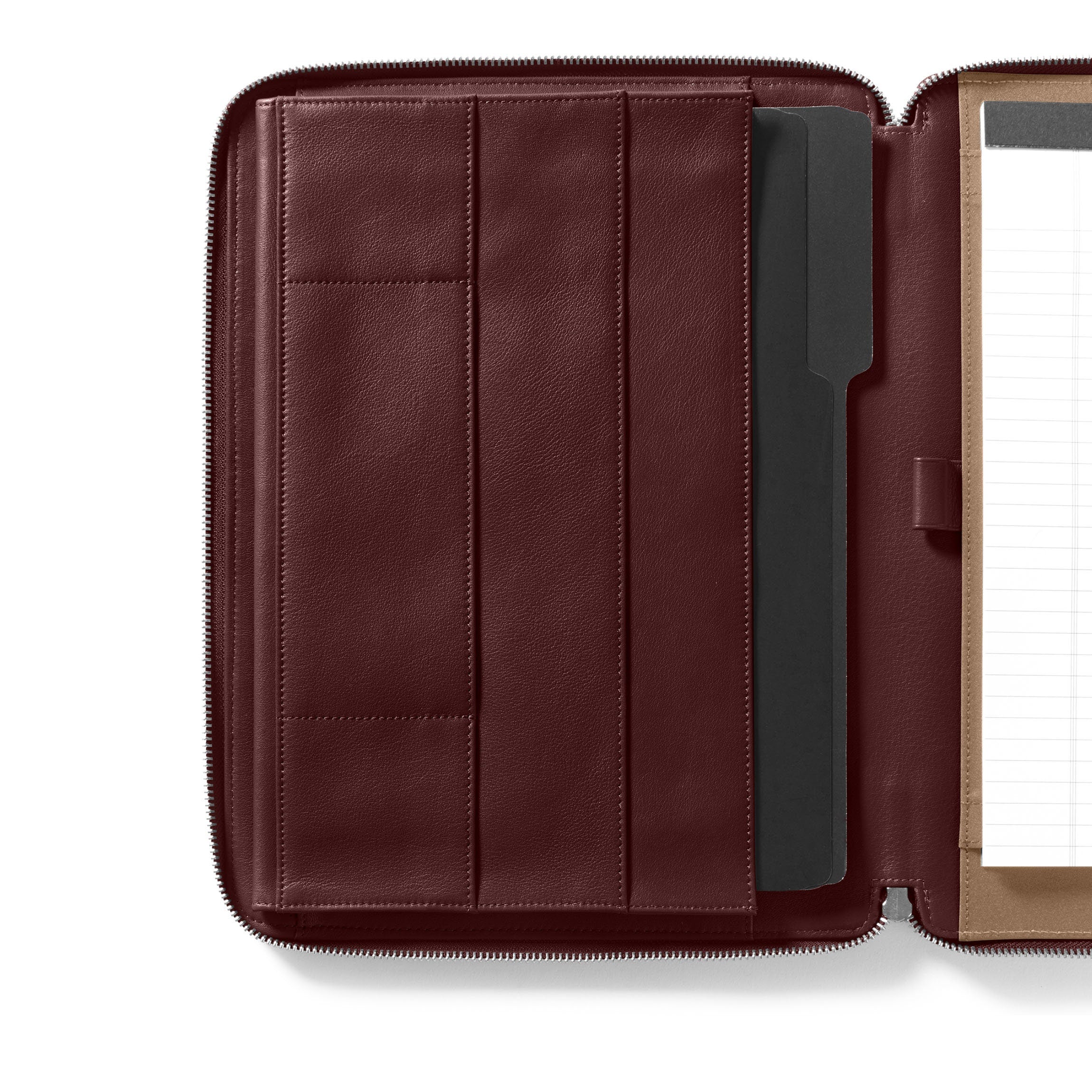 Leatherology Bordeaux Leather Folder With Pockets & Singapore