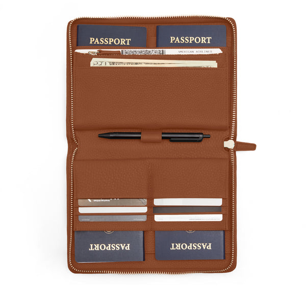 Family Passport Holder | Full Grain Leather Saddle Brown