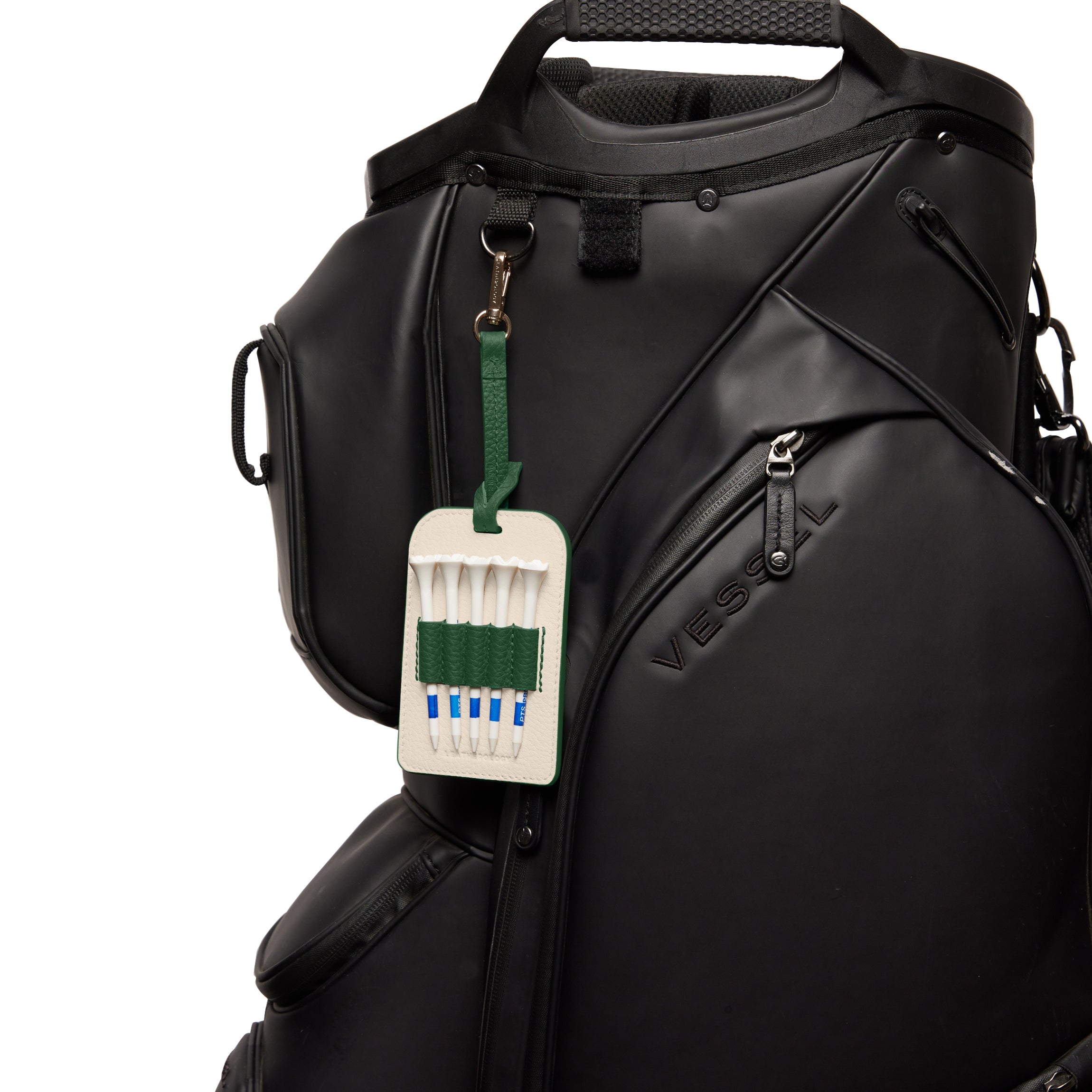 Golf Bag Tee Holder | Full Grain Leather, Convenient Tee Storage