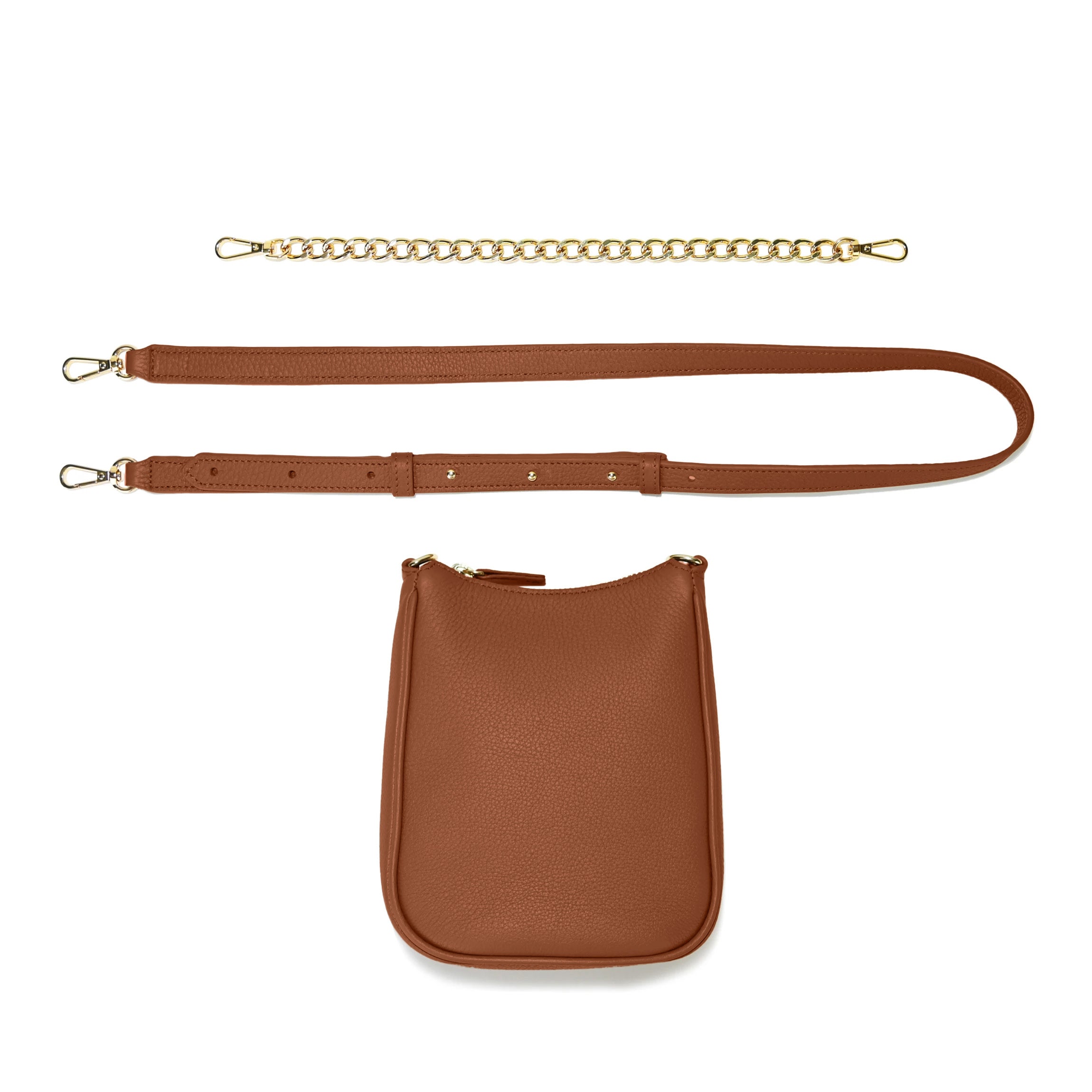 Greta Chain Vertical Sling | Full Grain Leather, Modern Hands-free