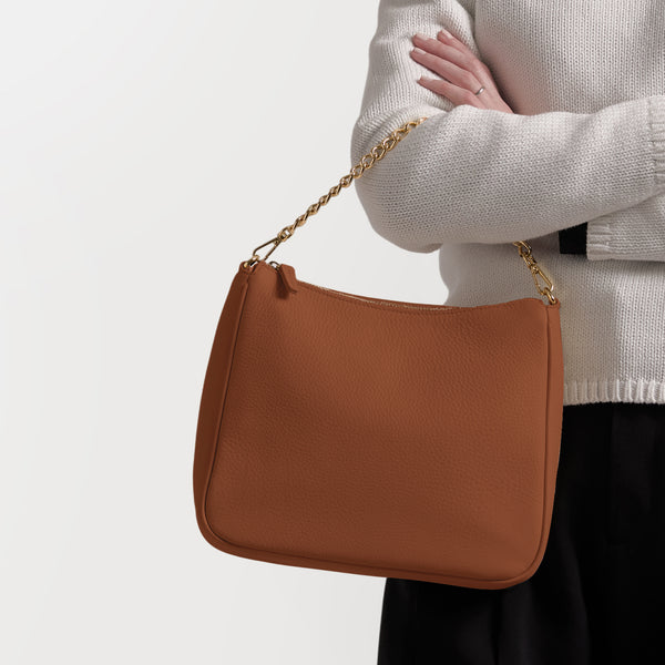 Greta Chain Medium Crossbody | Full Grain Leather, Chic And