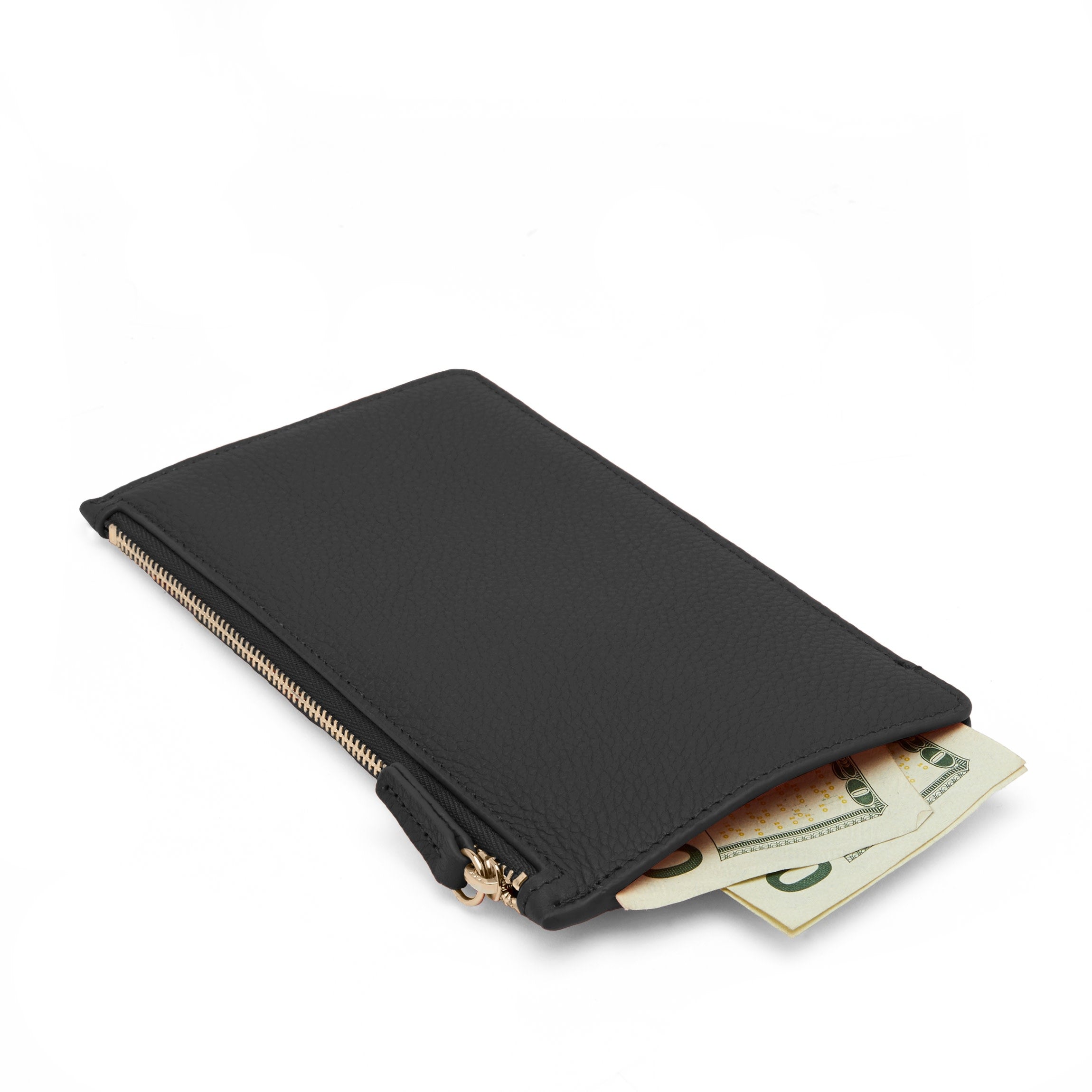 Highland Slim Horizontal Wallet | Full Grain Leather Black Pebble