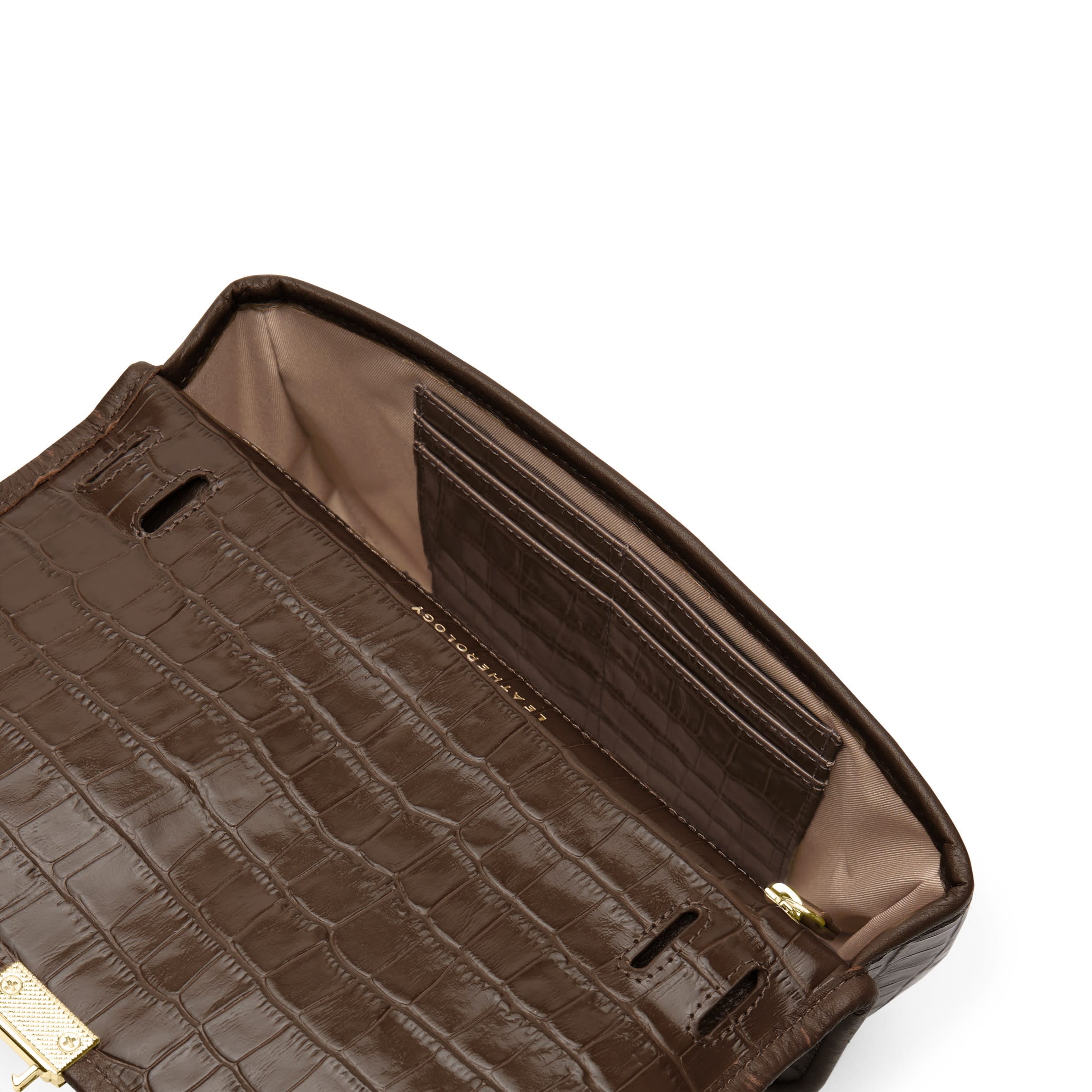 carol silver leather mini backpack with central zip Katy Small Saddle Crossbody - Detachable Strap, Latch Closure, Custom Monogramming - Cocoa Croc