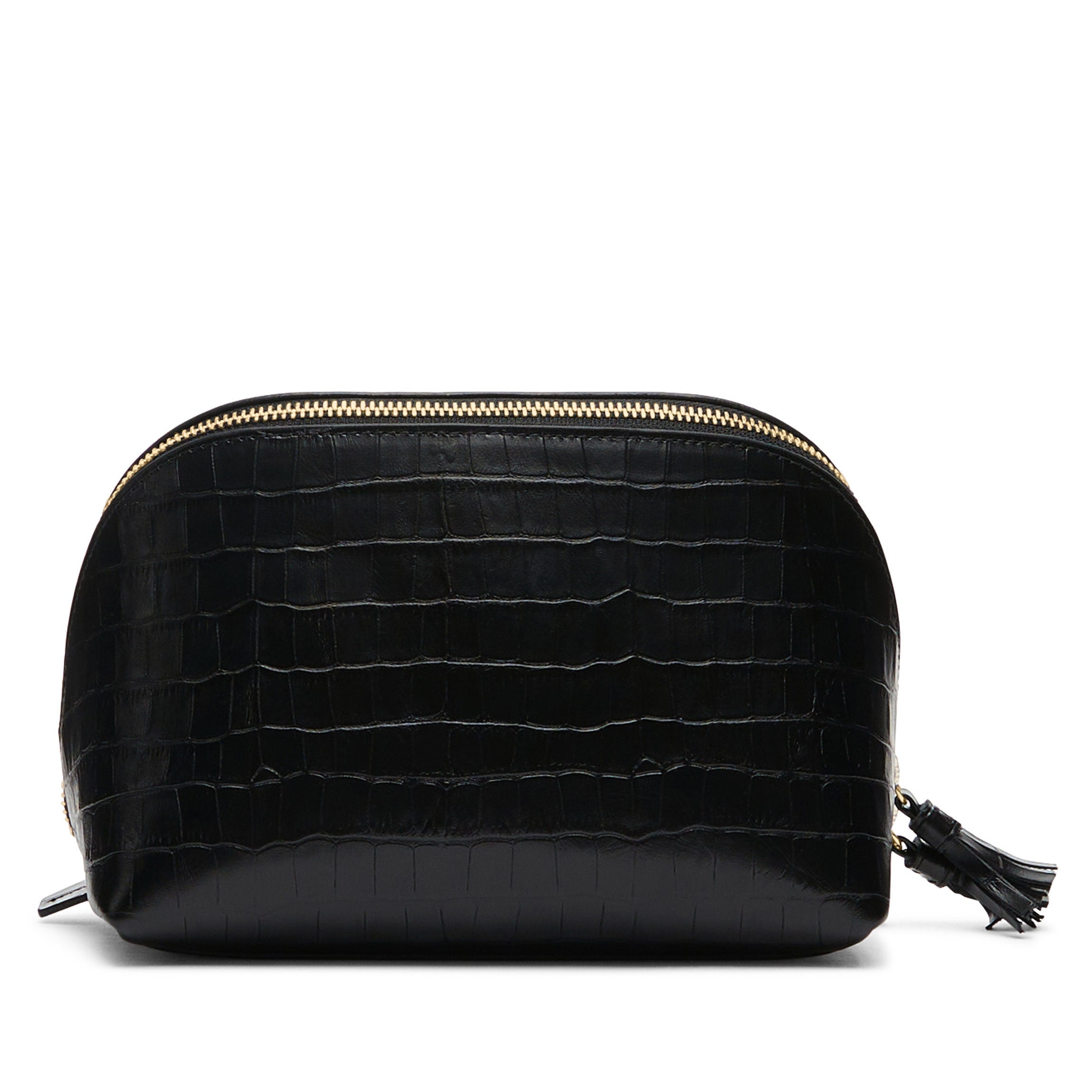 Large Clamshell Makeup Bag | Full grain leather, spacious beauty
