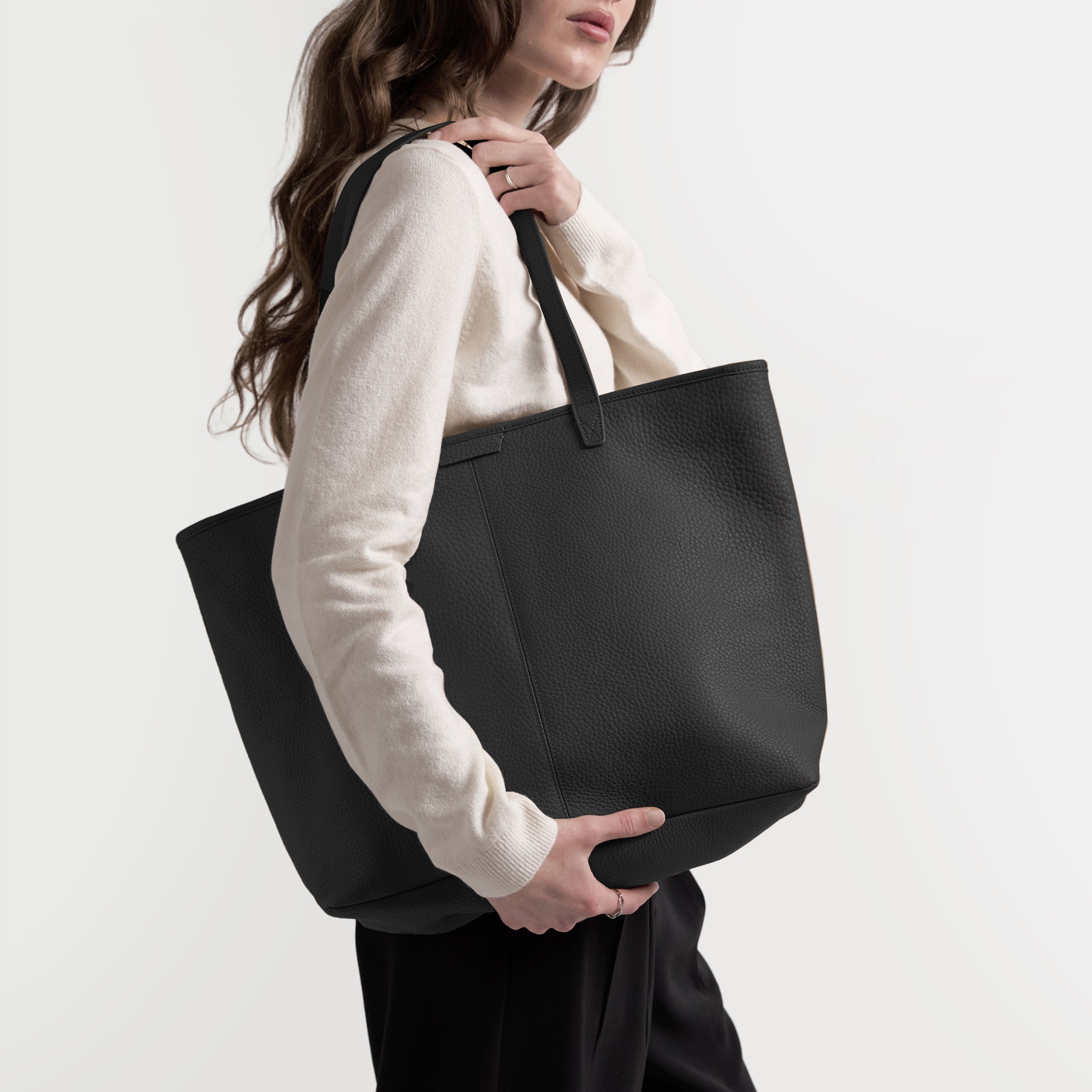 black tote travel bag zippers big Large Zippered Downtown Tote