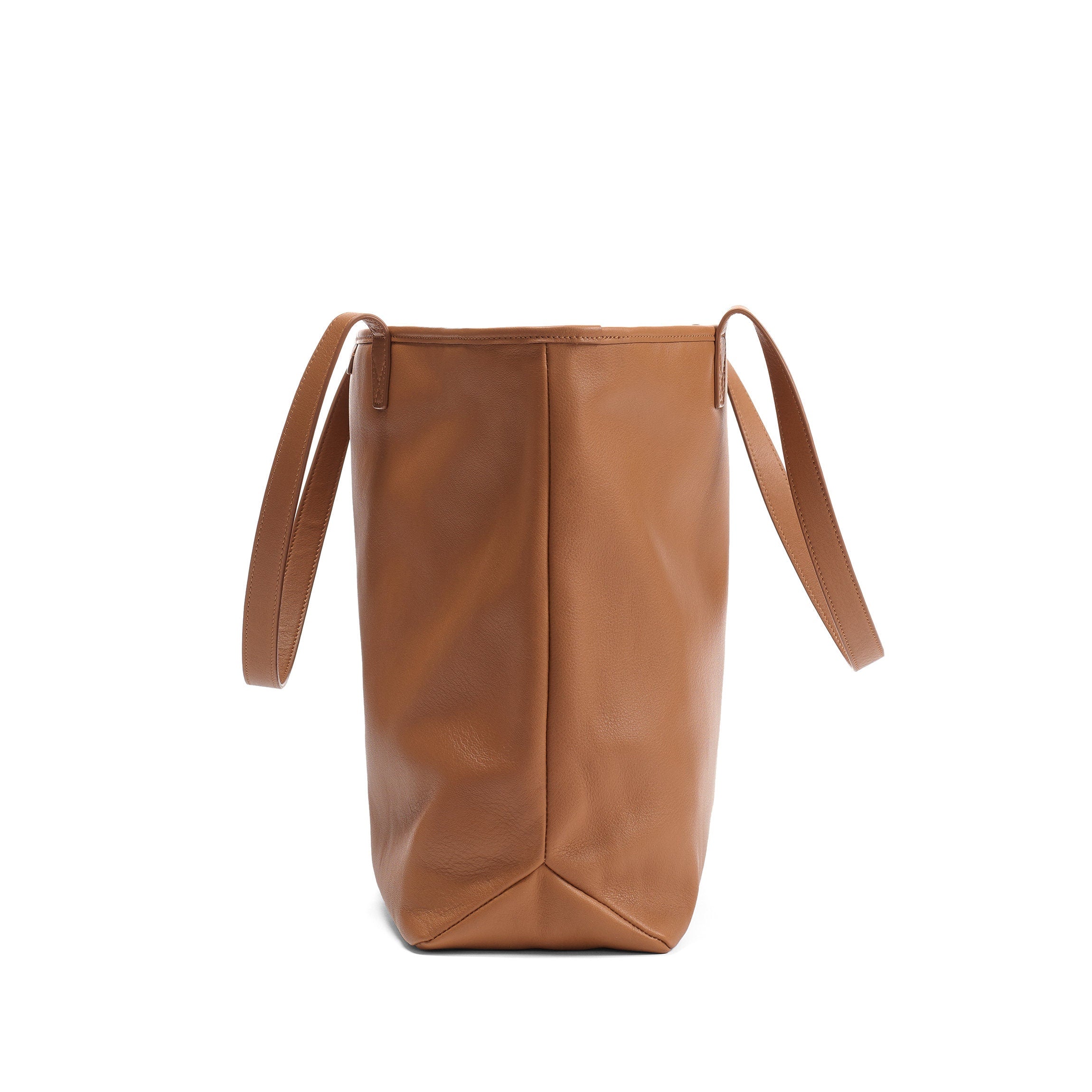 Large Zippered Downtown Tote Cognac