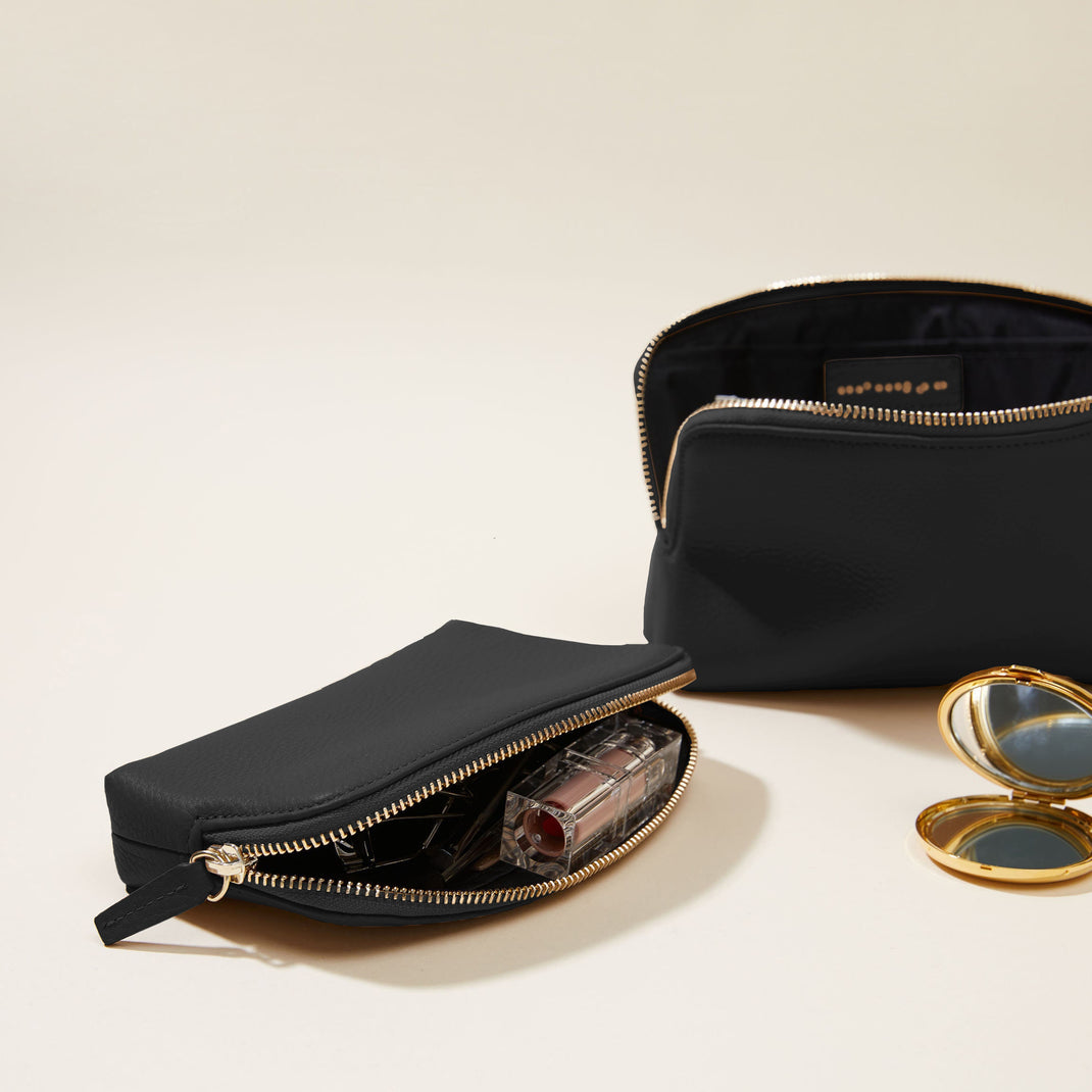 Makeup Pouch Set Black Pebble