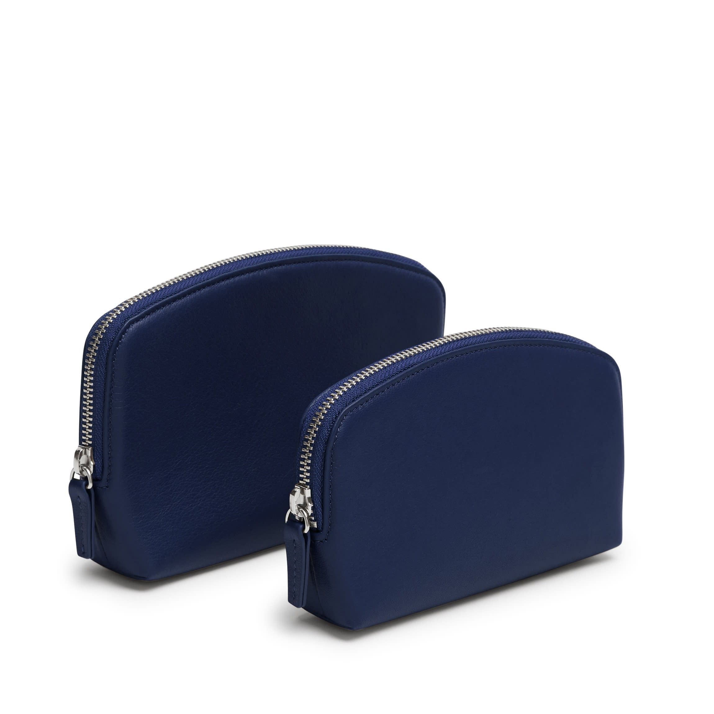 2 Pack Preppy Patch Makeup Bag Leather Cosmetic Bag Makeup Pouch, (Blue) WALONER Preppy Patch Leather Makeup Bag - Large Waterproof  main image 2