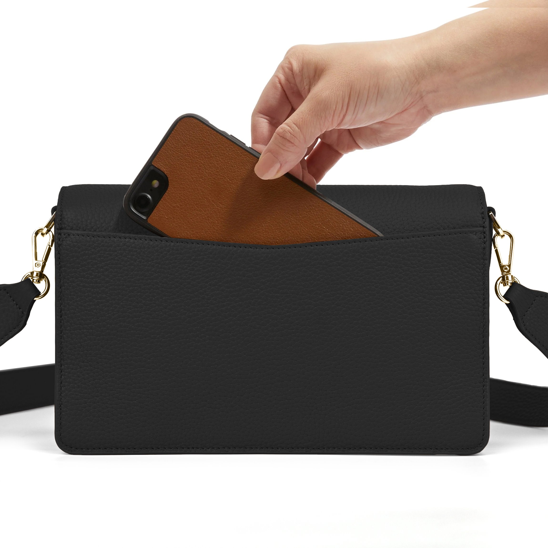 Wallet shoulder bag ポーチ付き／black leather Medium Willow Envelope Bag | Full grain leather, chic and