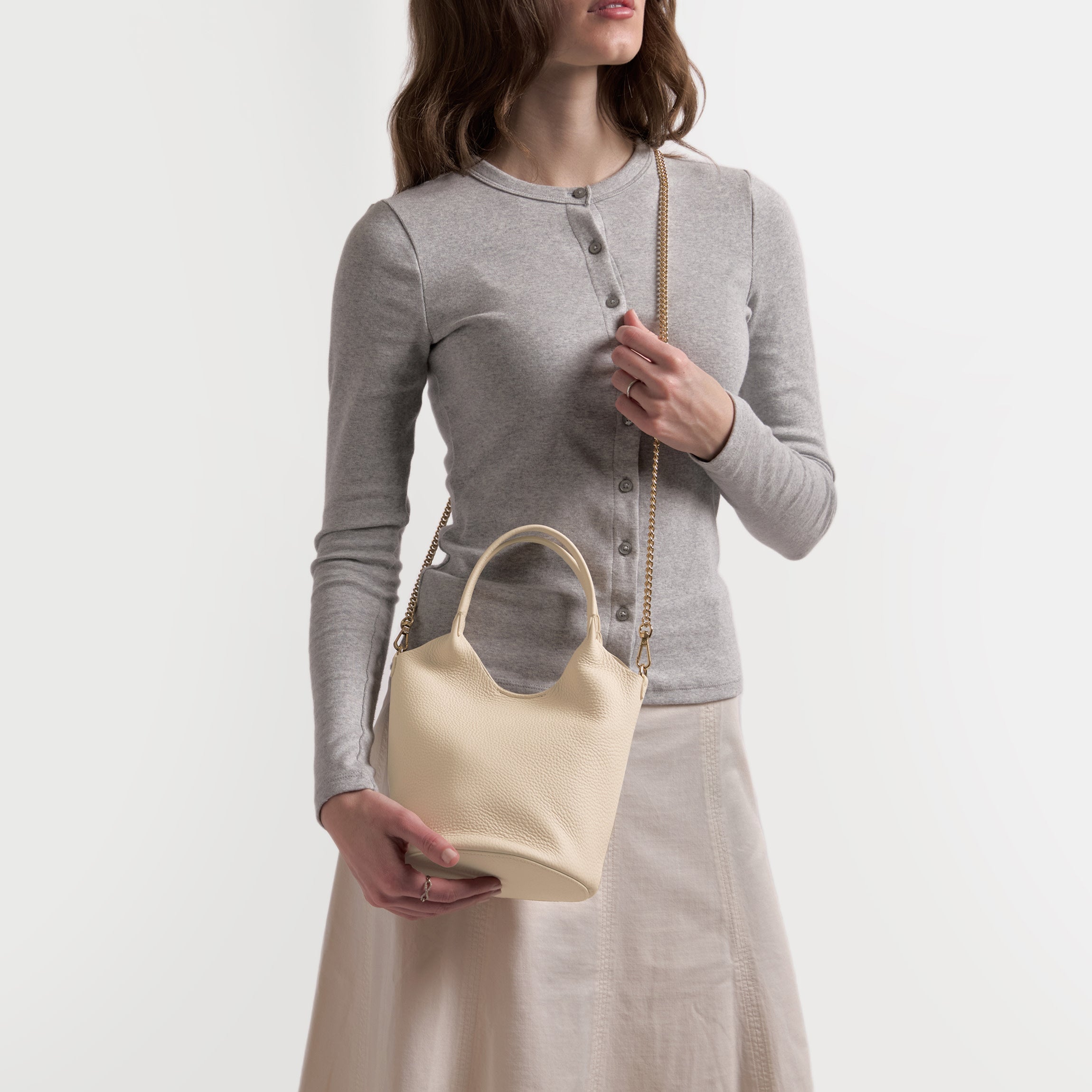 Mia Small Bucket Tote | Full Grain Leather Sand – Leatherology