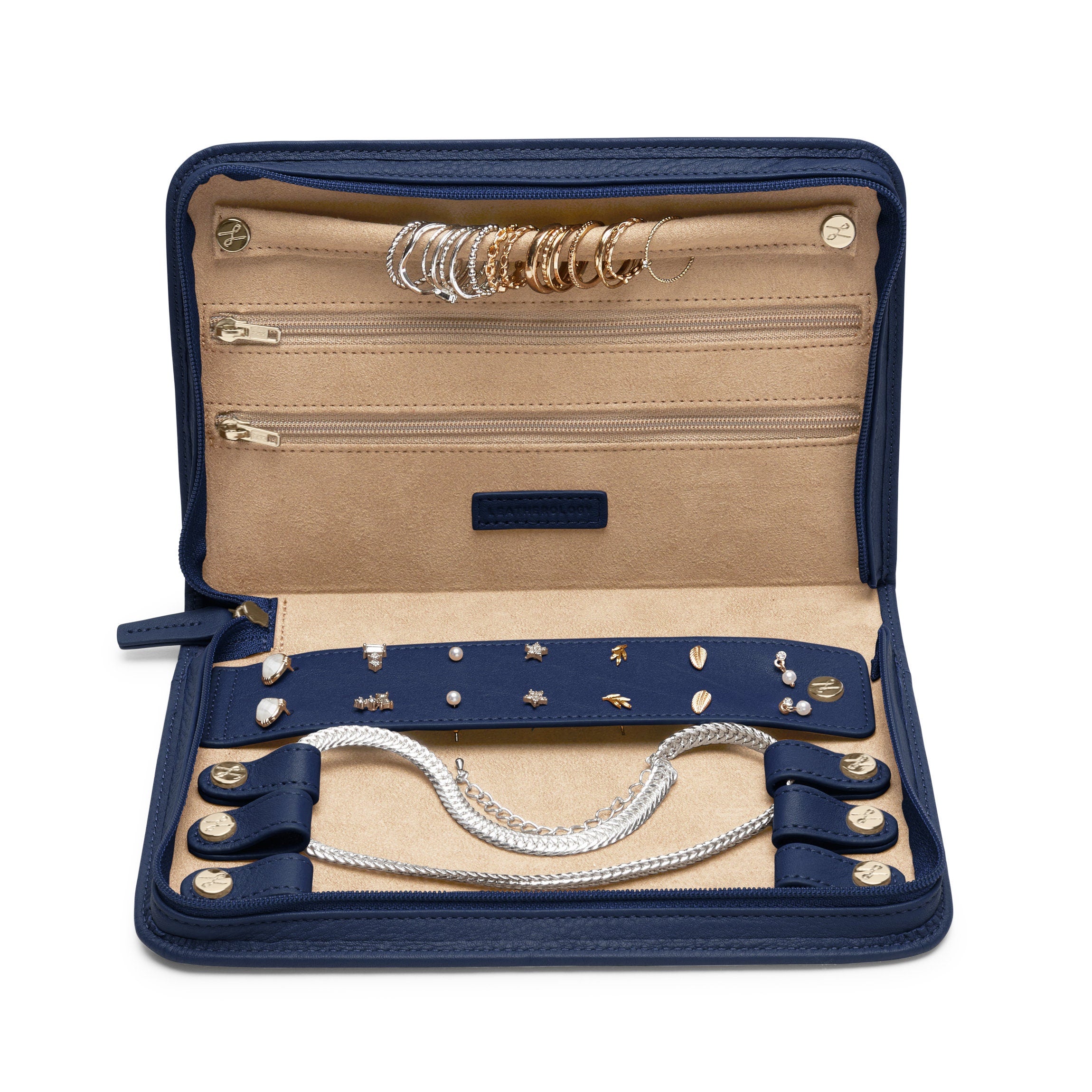 familiar ジュエルケース ネイビー Large Jewelry Case | Full grain leather, secure jewelry storage
