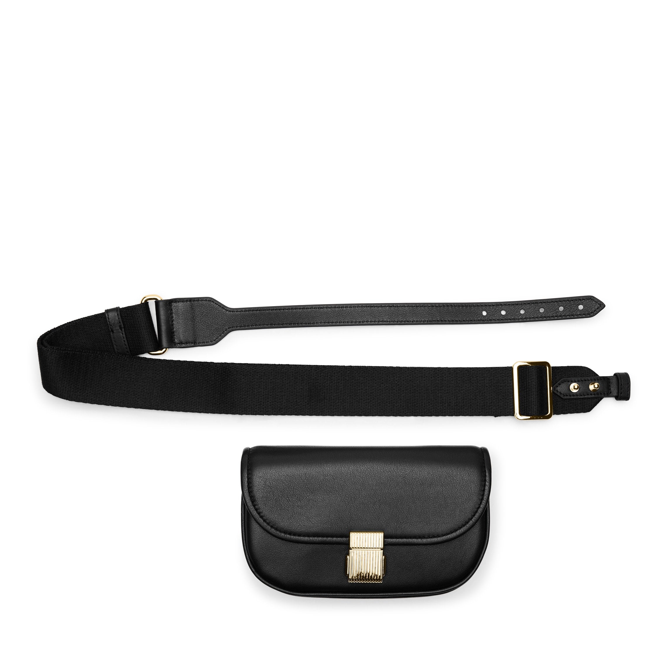 Lux mini bag Black Leather Belt Bag with Gold Ring Accent SAINT LAURENT Niki mini Cassandre-embellished crinkled  main image 2