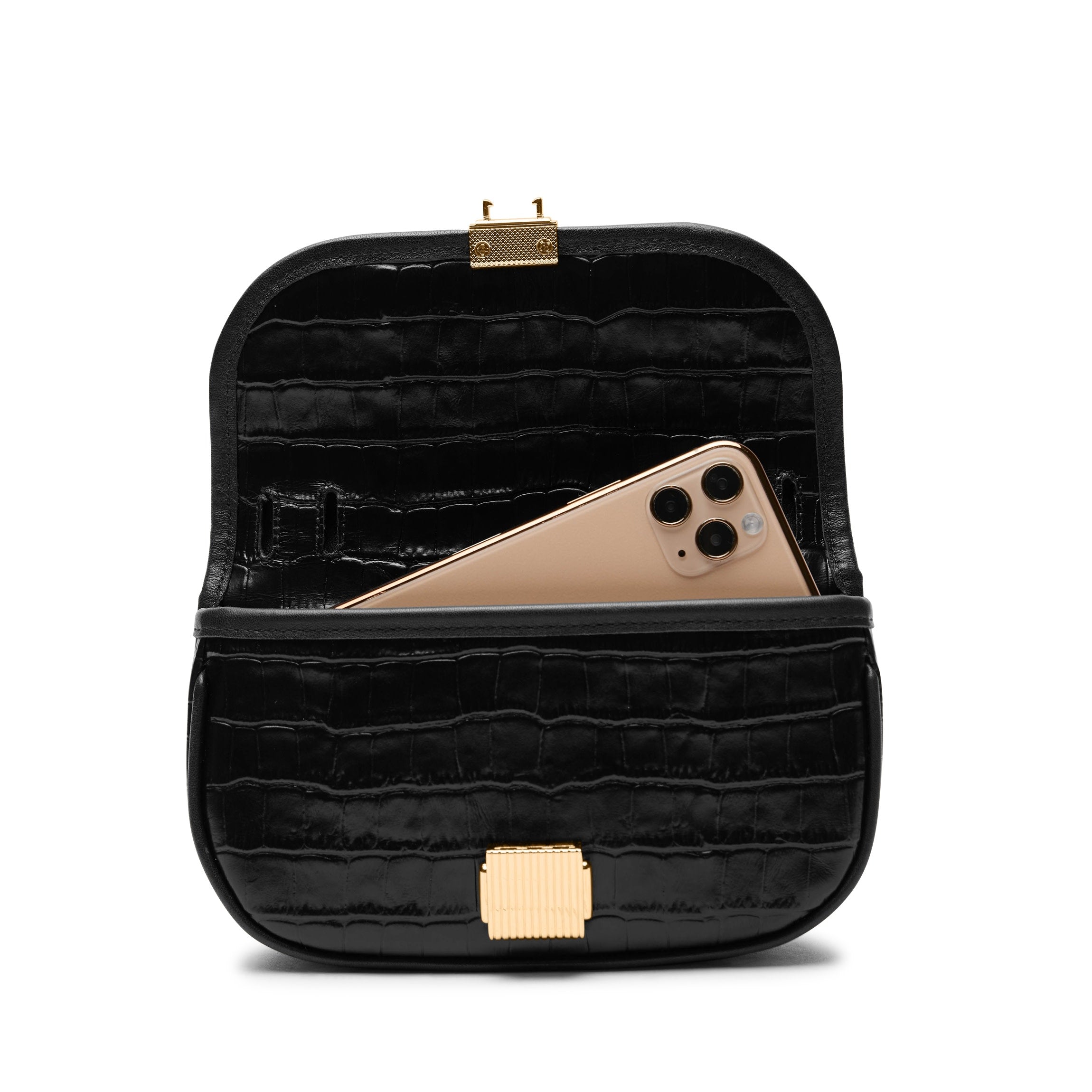 New! Black Quilted Leather Belt mini  Bag with Gold Hardware Amazon.com | ZLM BAG US Womens Mini Waist Bag Fashion Faux  main image 4