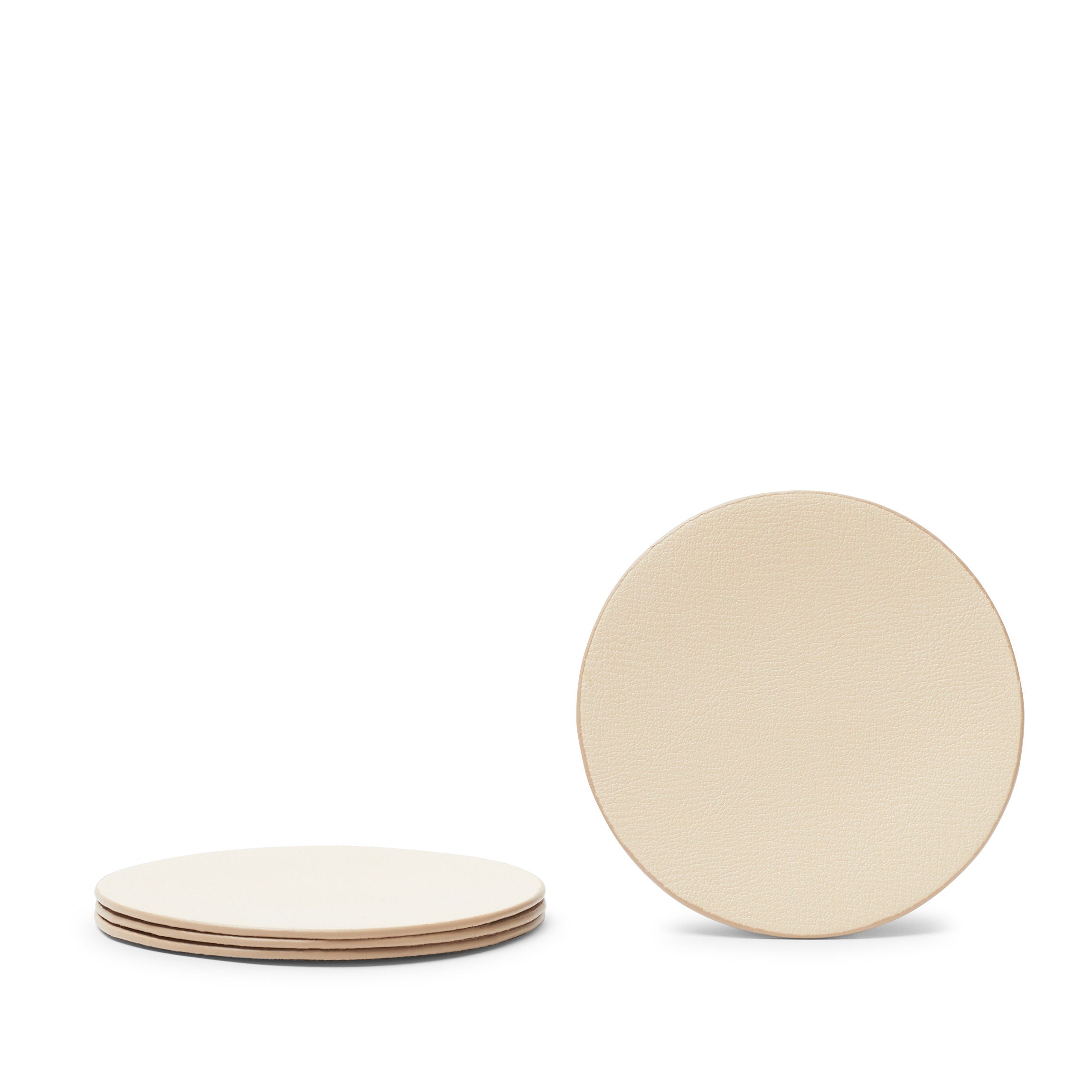 Modern Round Coaster Set | Full grain leather, timeless tabletop ...