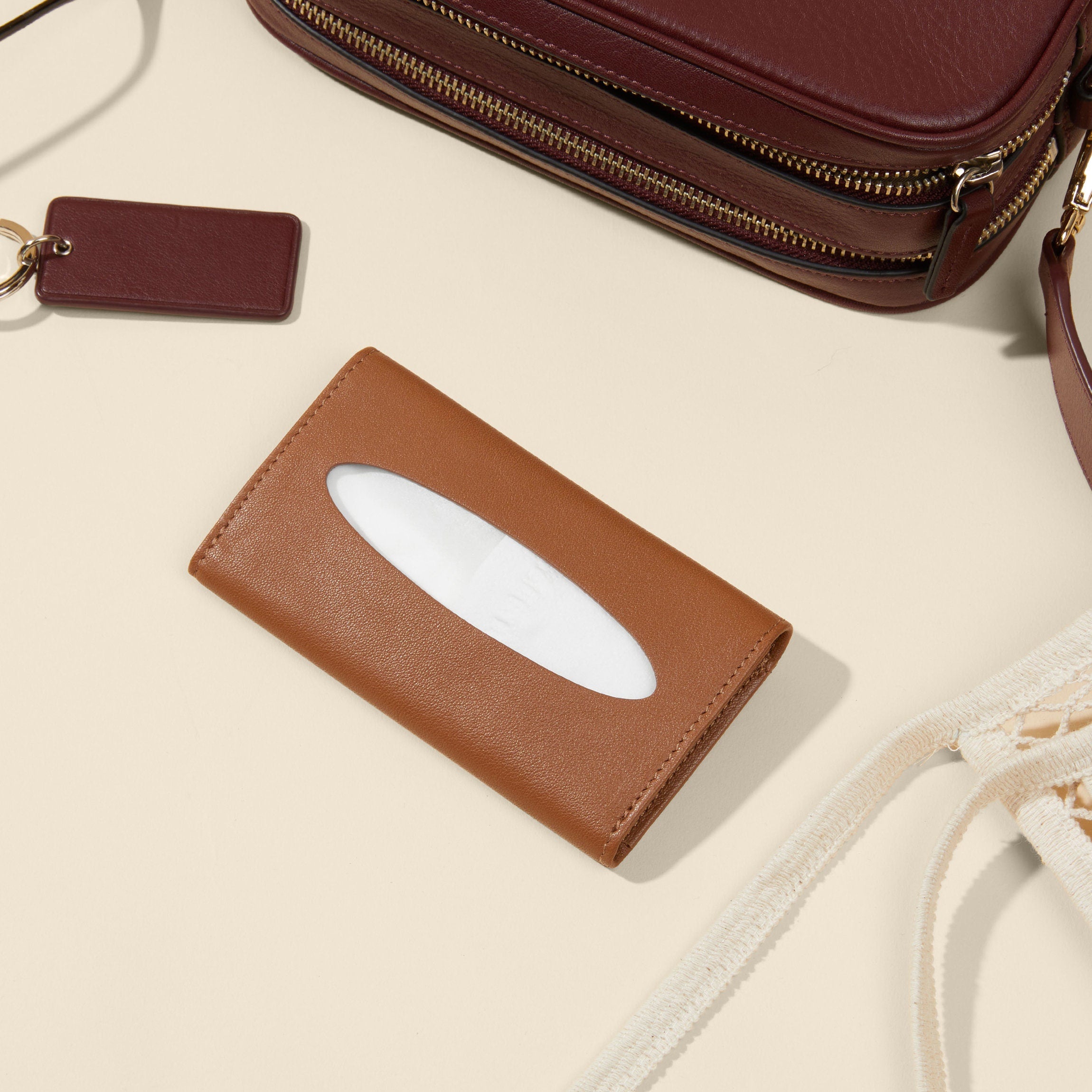 Pocket Tissue Holder | Full Grain Leather, Stylish Essentials Case