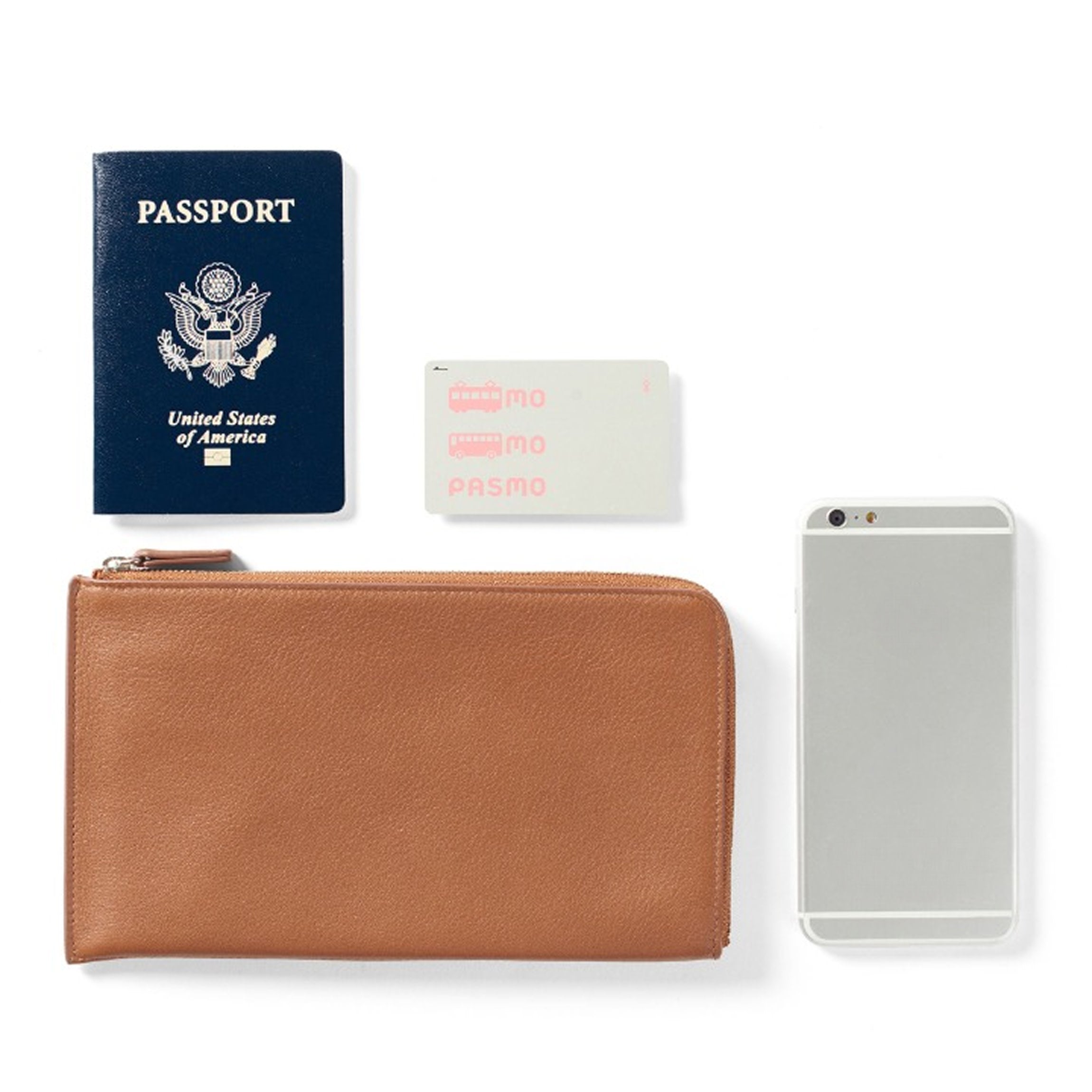 Slim Zip Travel Wallet - Hold 4 Passports, Card Slots, Bill/Ticket Pockets, Full Grain Leather - Cognac