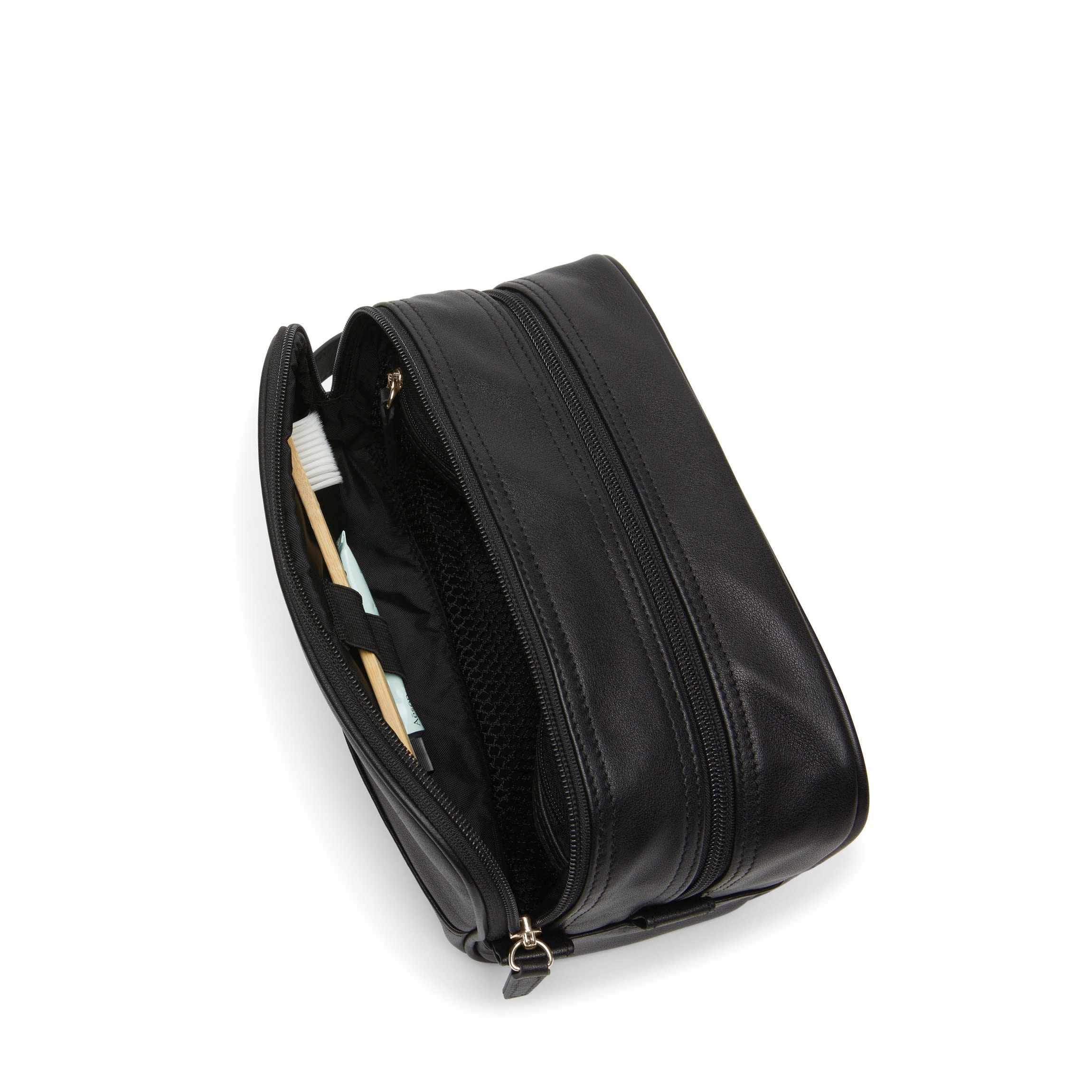 Small Double Zip Toiletry Bag | Full grain leather, compact
