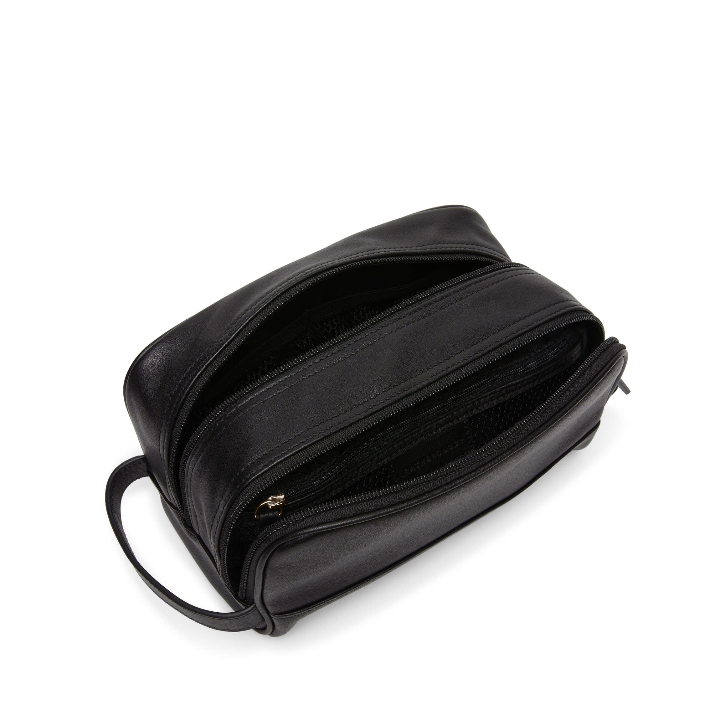 Small Double Zip Toiletry Bag | Full grain leather, compact