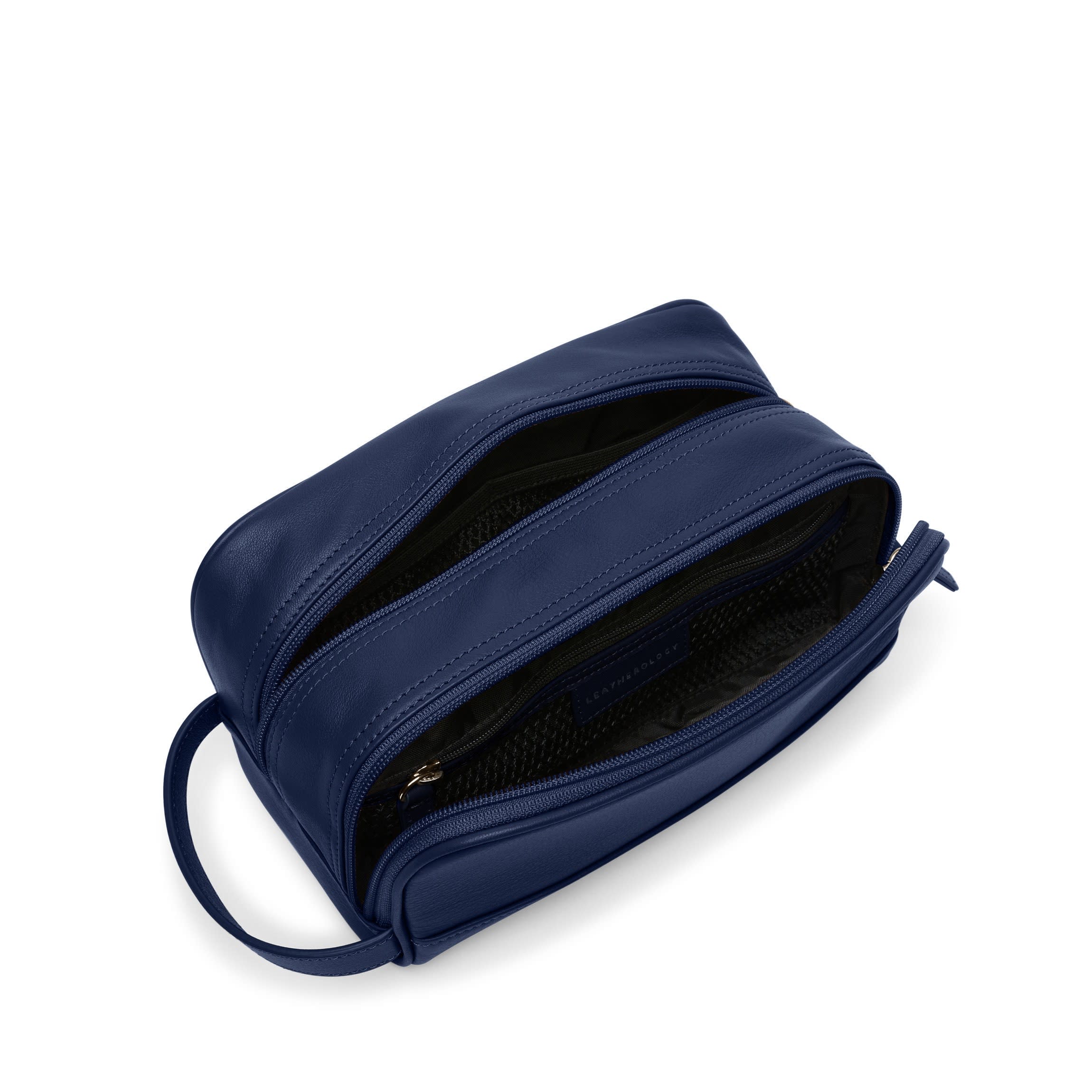 Small Double Zip Toiletry Bag | Full grain leather, compact