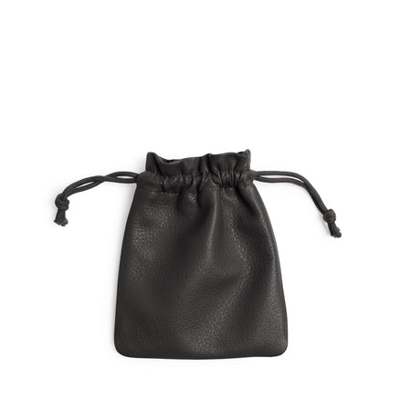 【TTGD】TORTOISE POUCH【BLACK】 Flat Drawstring Pouch | Full grain leather, versatile