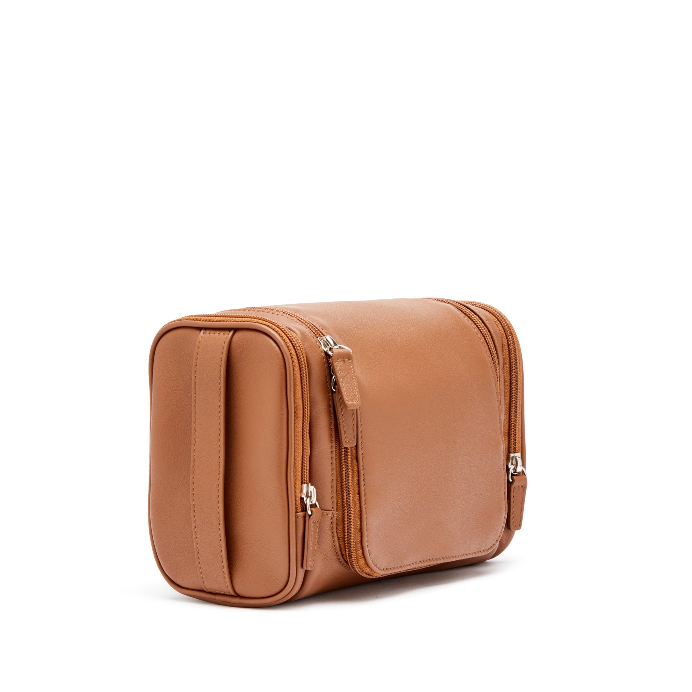 Small Hanging Toiletry Kit - Travel essential, Water-resistant - Cognac