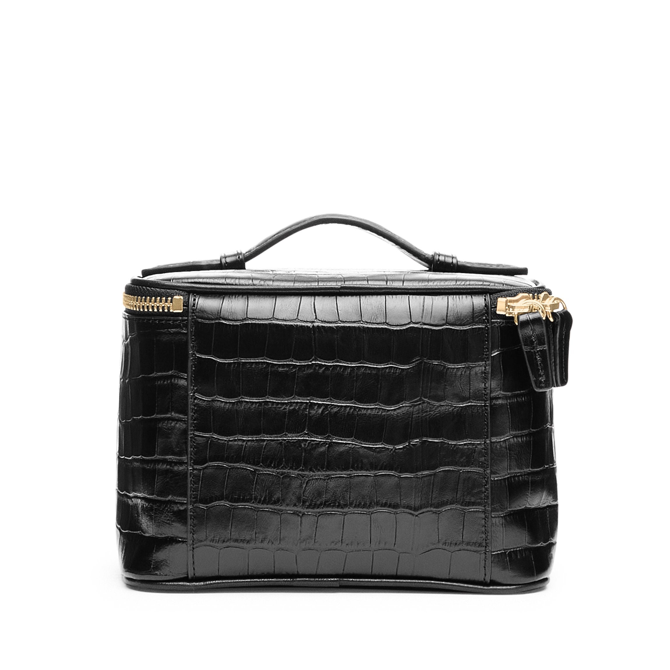 Small Train Case | Full grain leather, compact beauty organizer