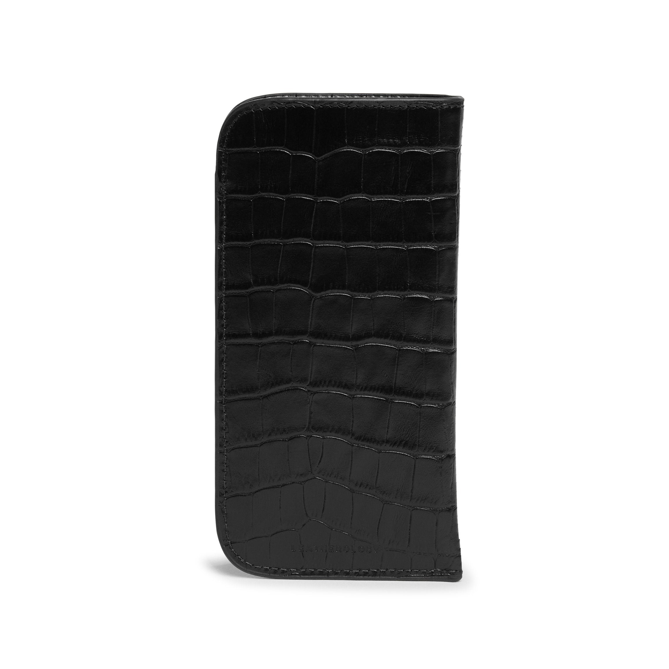 Soft Eyeglass Case | Full grain leather, gentle eyewear protection, Leatherology Black Croc Soft Eyeglass Case | Full grain leather, gentle eyewear protection, Leatherology Black Croc