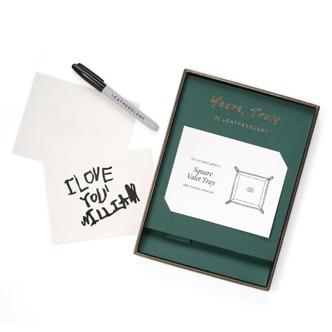 Yours, Truly Square Valet Tray Gift Set Leather
