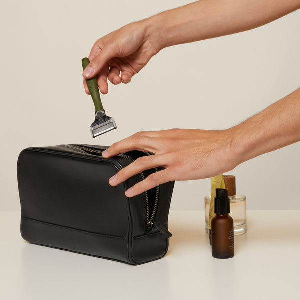 Top Zip Toiletry Bag | Full Grain Leather, Essential Travel