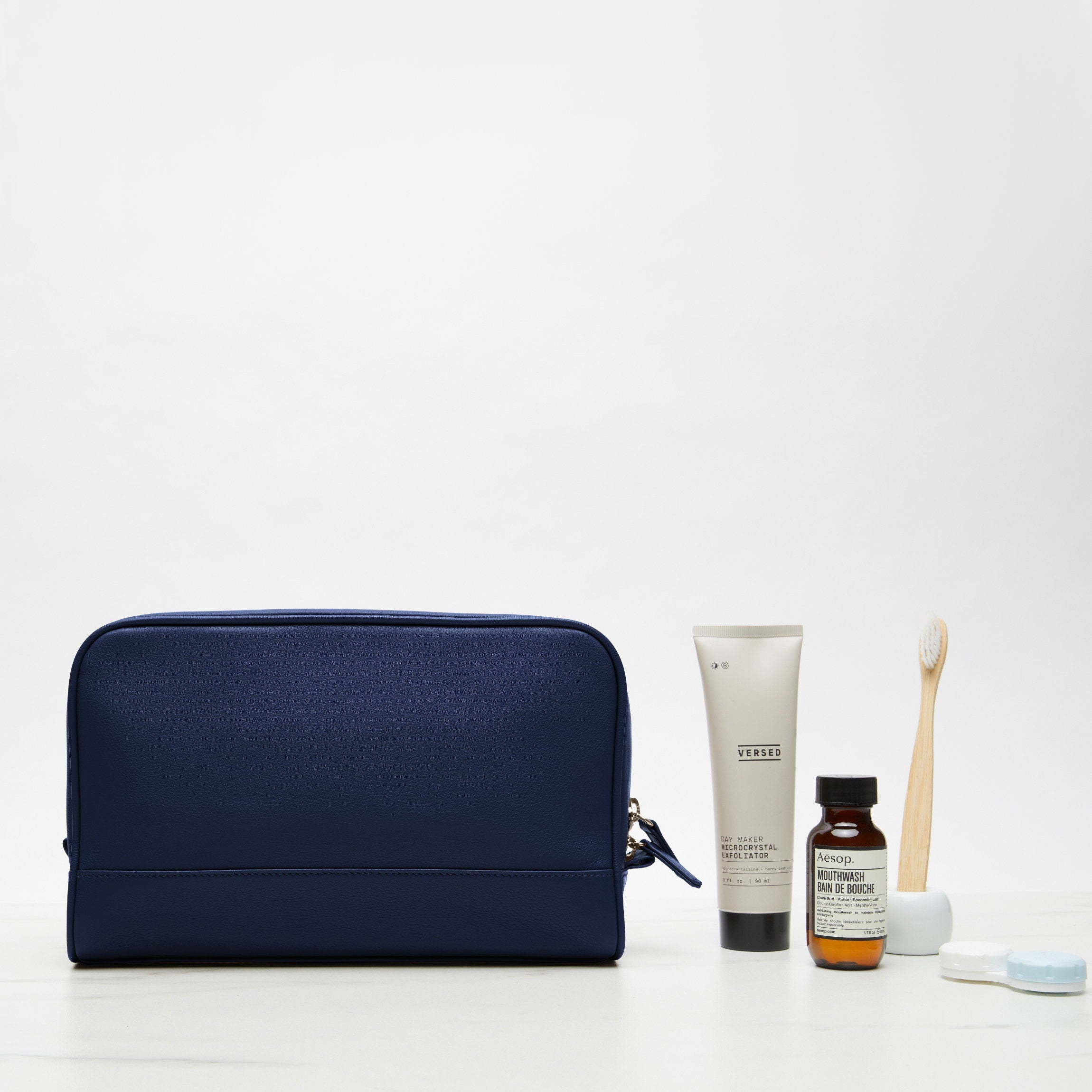 Top Zip Toiletry Bag | Full grain leather, essential travel