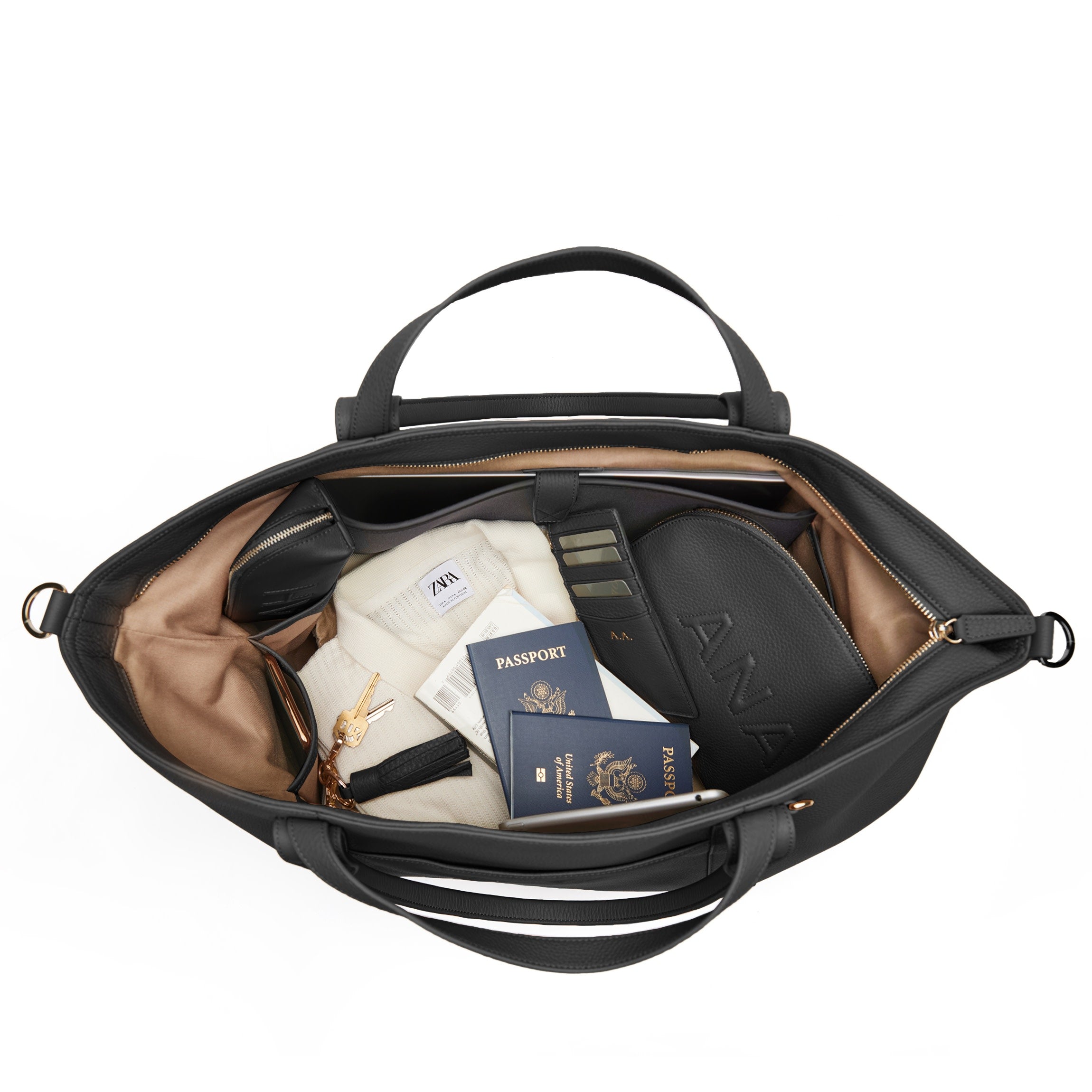 Transit Travel Tote | Full Grain Leather Black Pebble – Leatherology