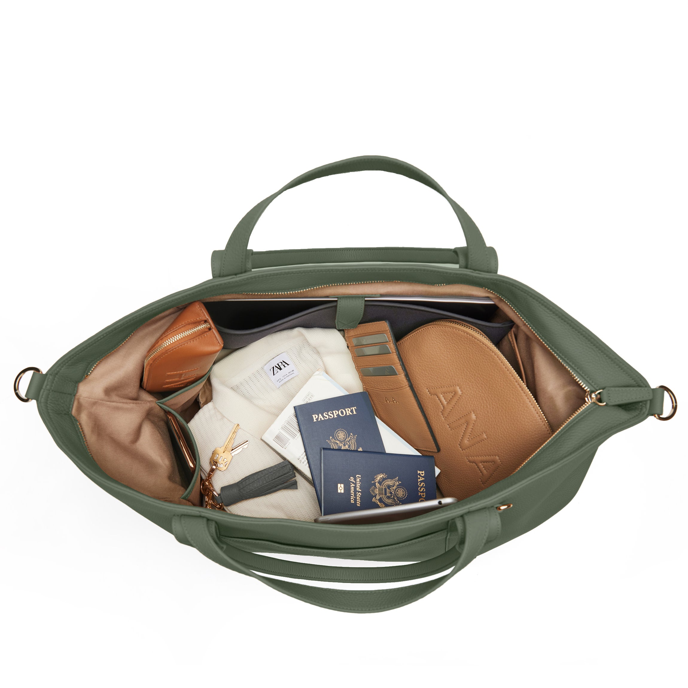 Transit Travel Tote | Full Grain Leather Moss – Leatherology