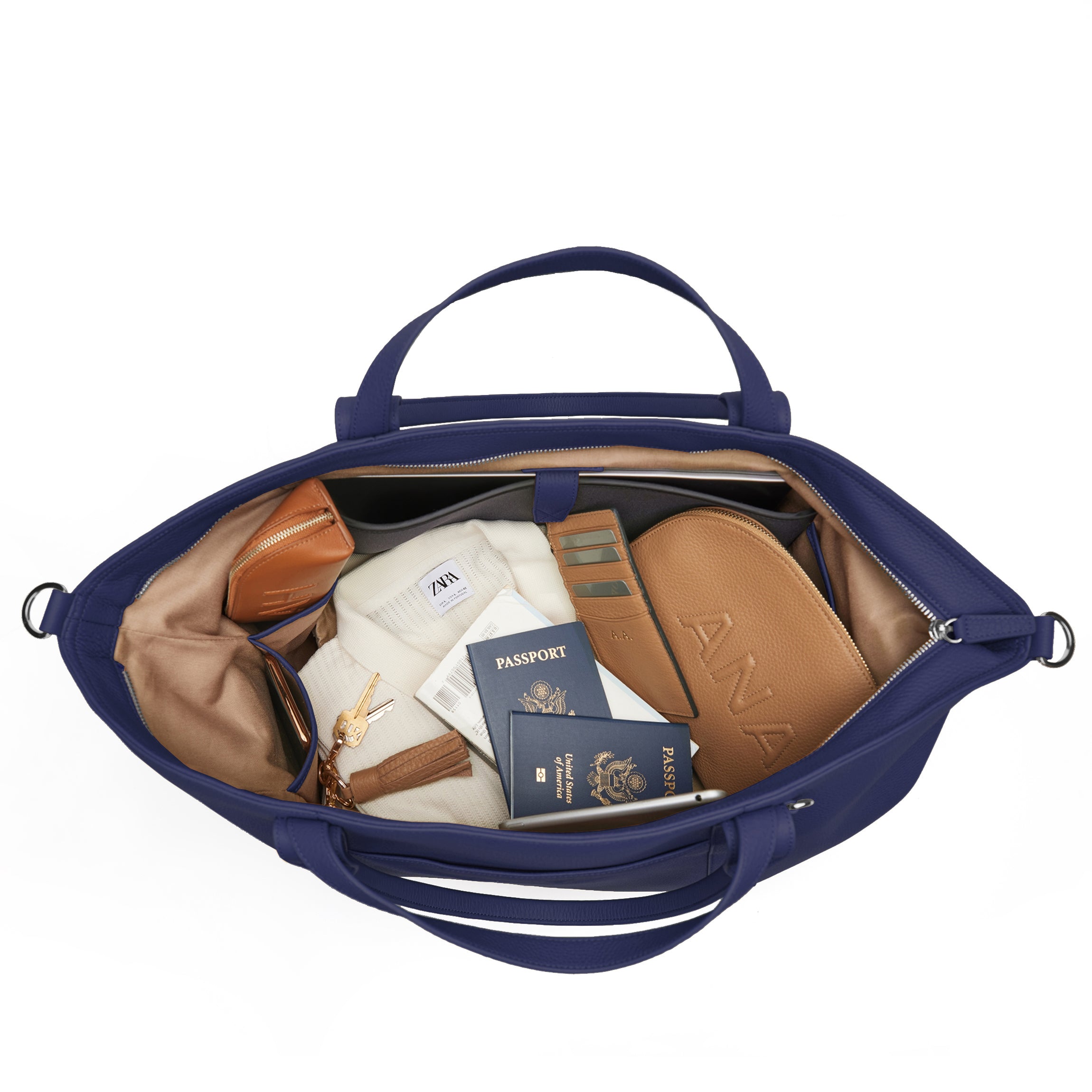 blue travel tote bag Transit Travel Tote