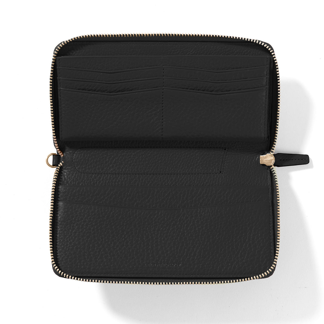 Windsor Flat Zip Wallet Black Pebble