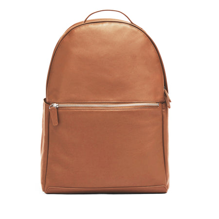 Sloan Large Backpack - Functional Travel, Full Grain Leather, Added Trolley Sleeve - Cognac