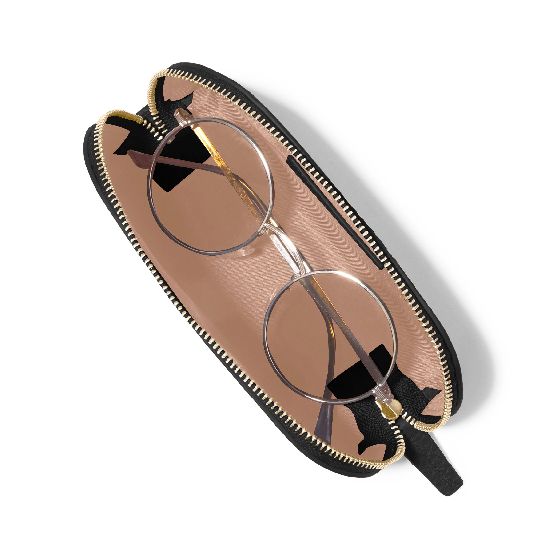 Genuine Leather Zipper Eyeglass Pouch Sunglasses Case Soft Pebble Grain Zip Sunglass Case | Full grain leather, protective eyewear  main image 3