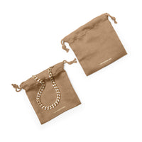 Drawstring Medium Pouches (Set of Two) Tan Microsuede