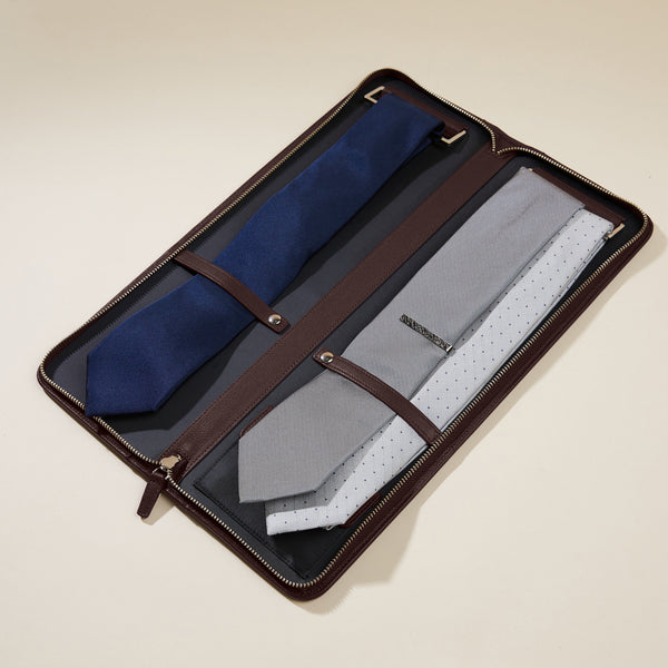 Tie Case | Full grain leather, travel tie storage