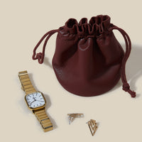 Round Drawstring Pouch Camel