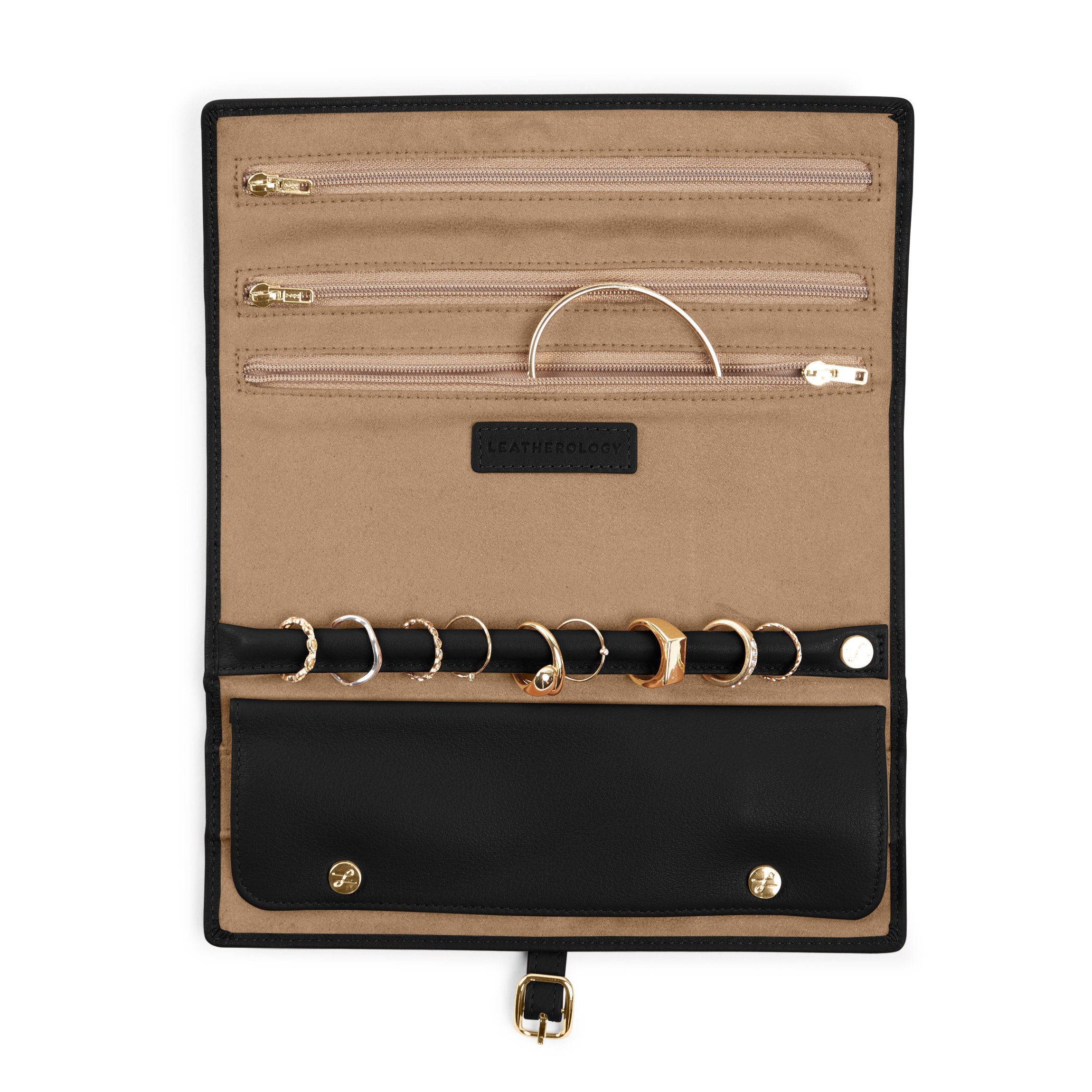 Buckled Jewelry Roll | Full grain leather, secure travel